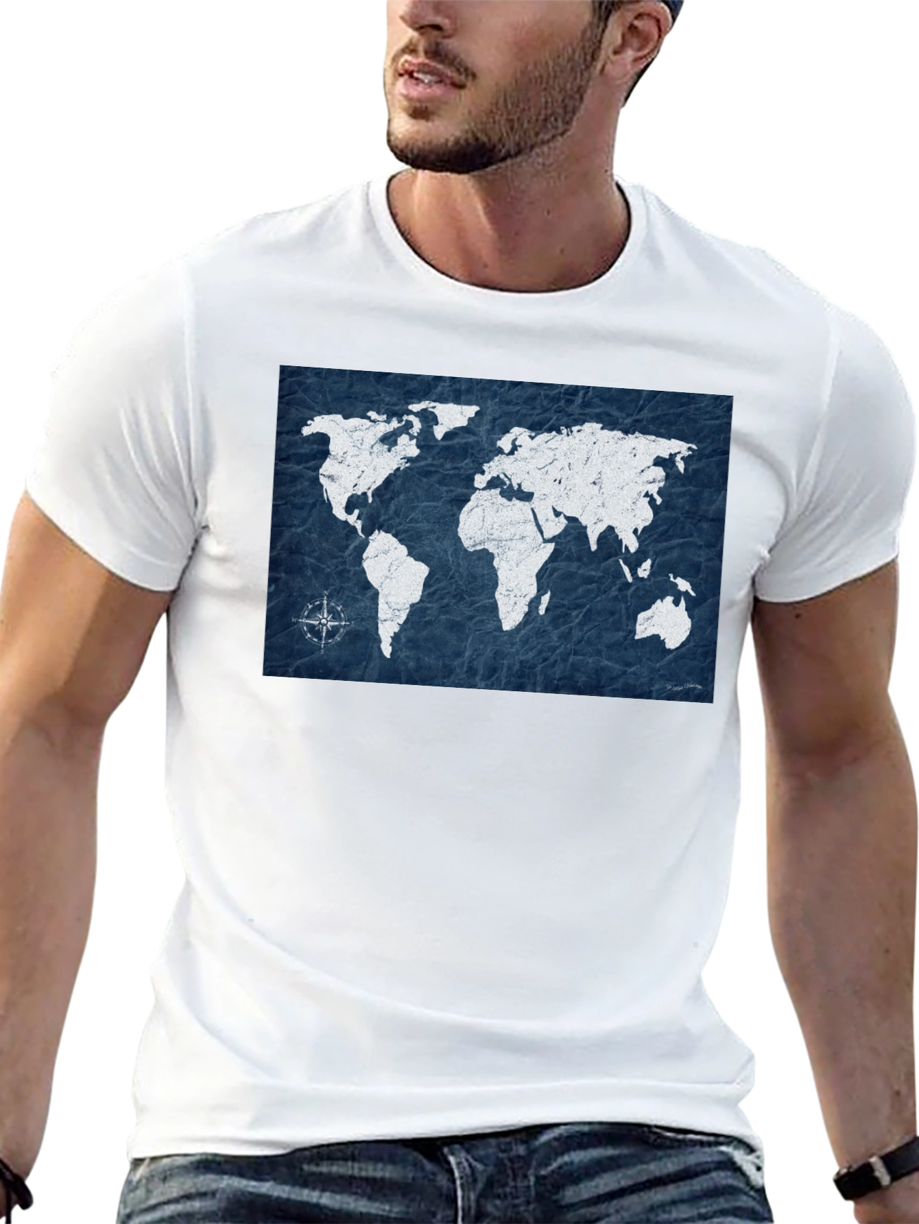 World Map Graphic Tee - Travel Adventure Style