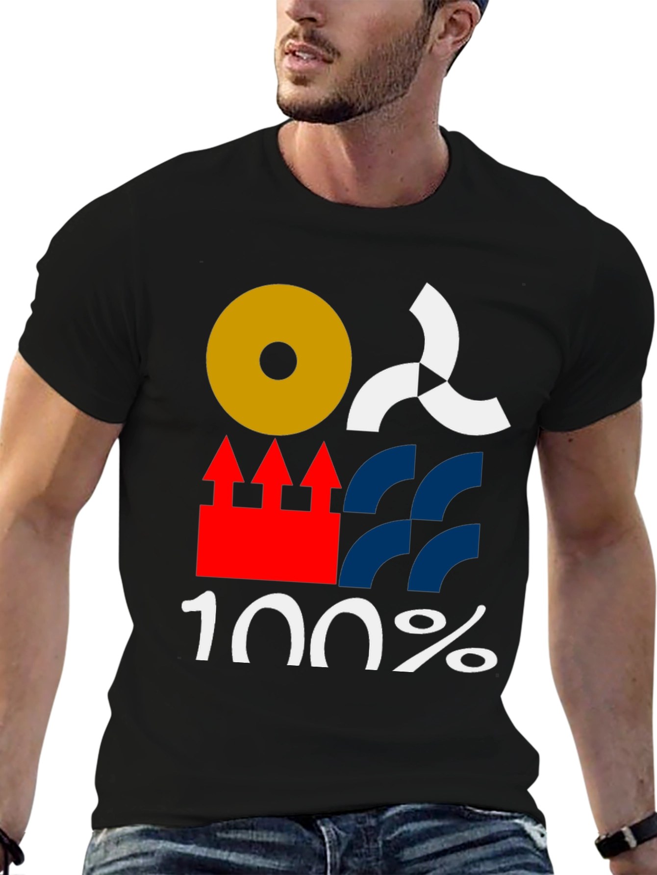 Abstract Graphic Tee - 100% Cotton Black T-Shirt