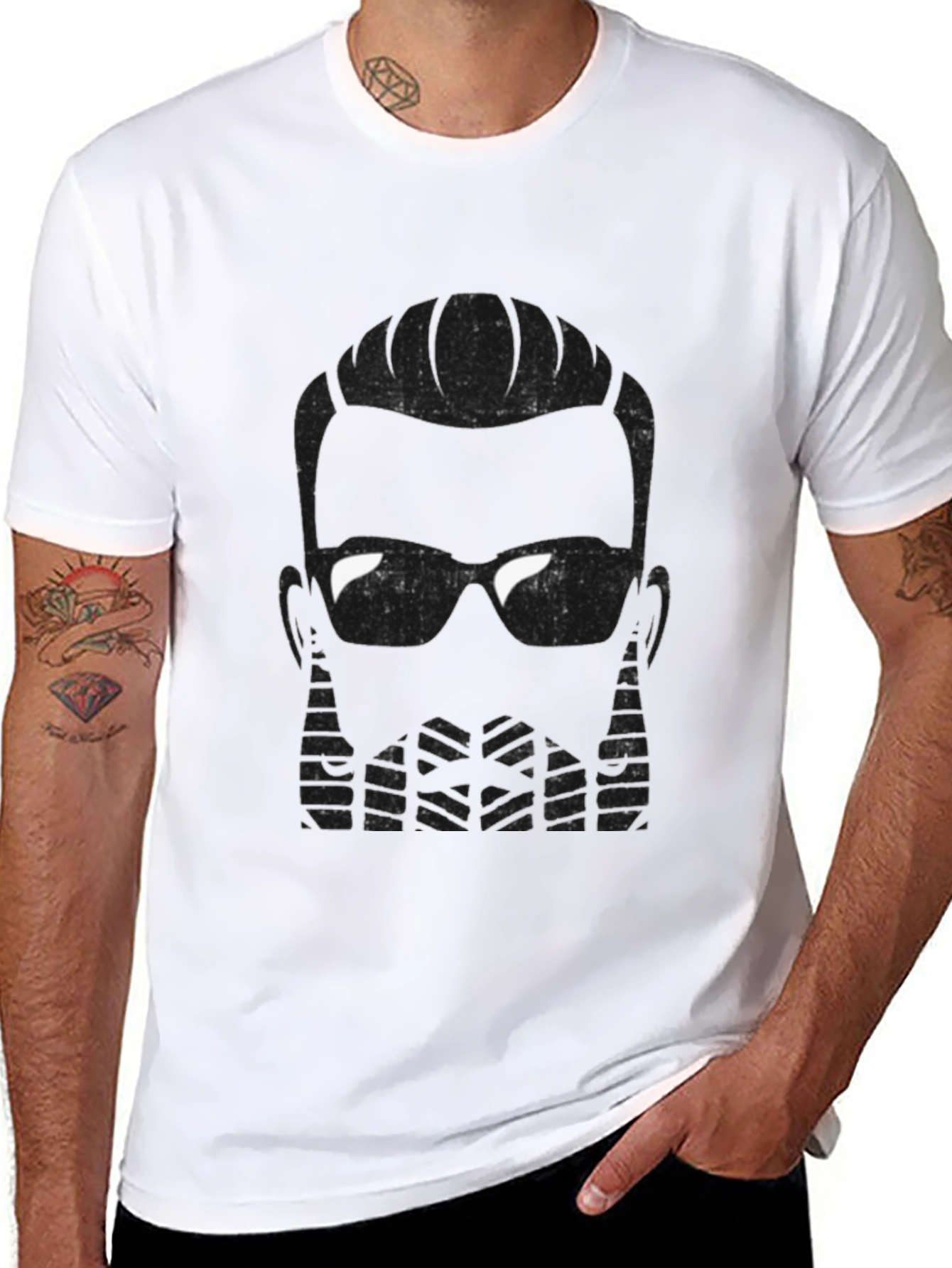 Cool Bearded Man Graphic Tee - Stylish Black T-Shirt