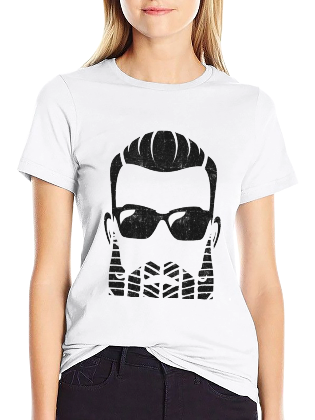 Cool Bearded Man Graphic Tee - Stylish Black T-Shirt