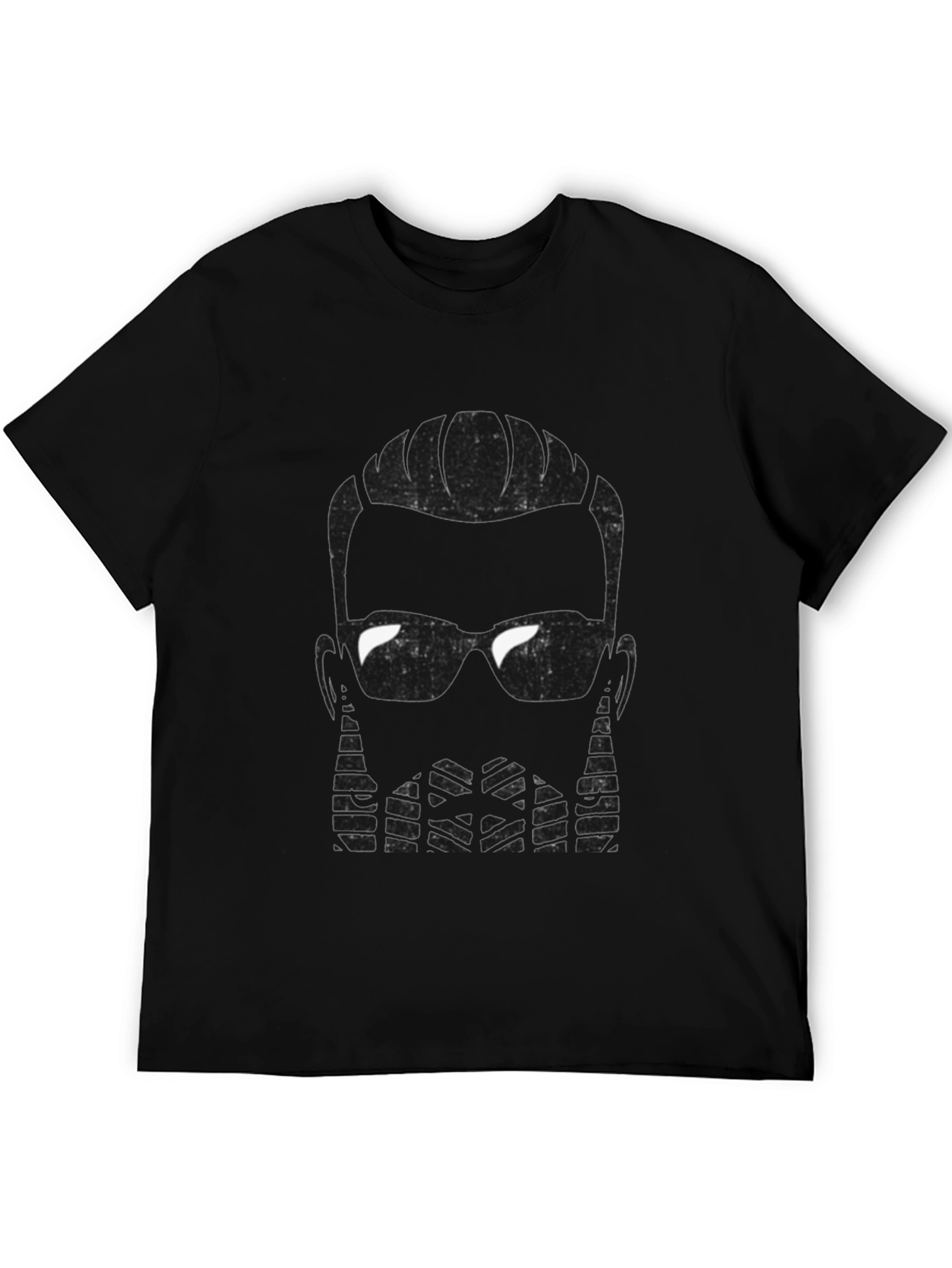 Cool Bearded Man Graphic Tee - Stylish Black T-Shirt