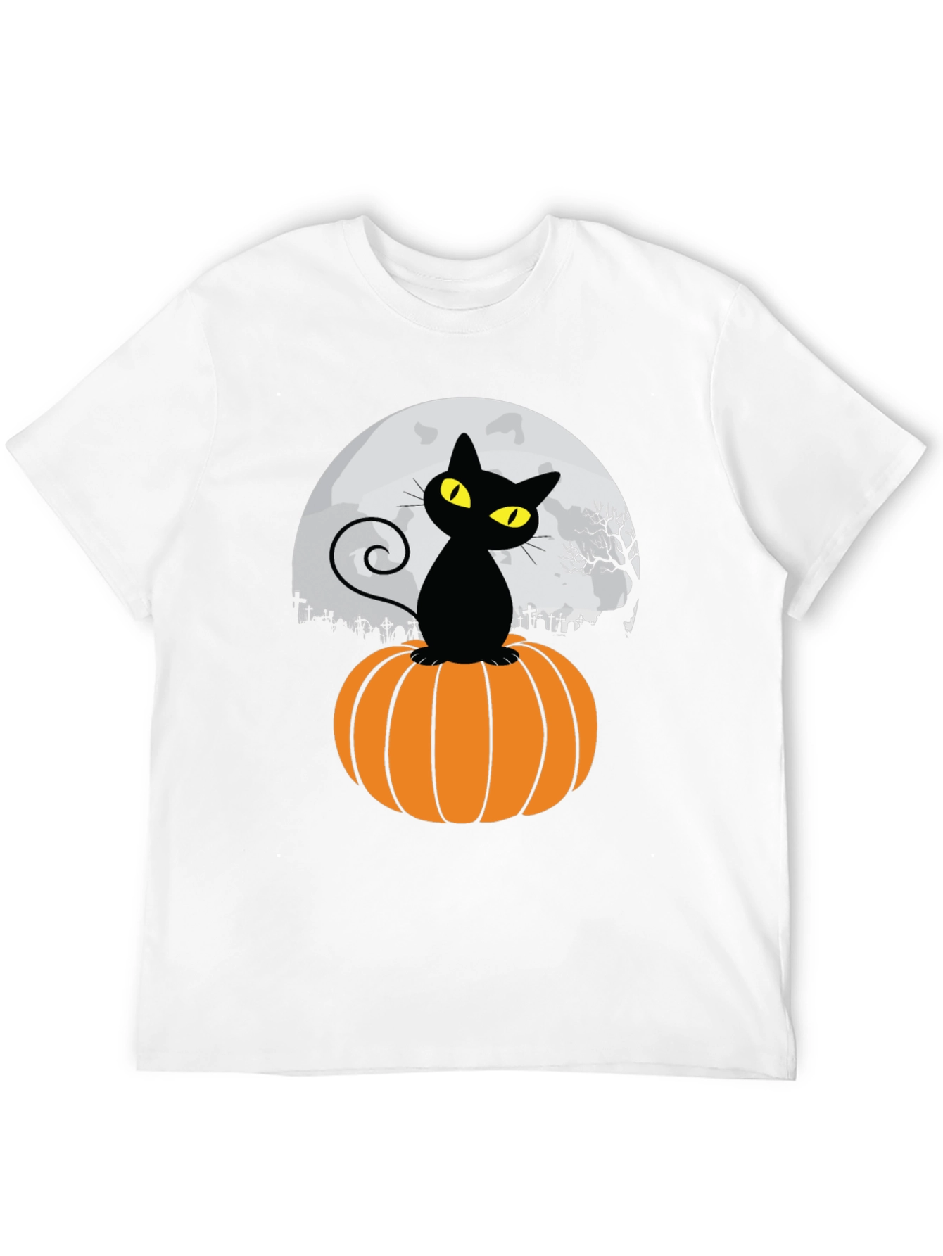 Halloween Black Cat Pumpkin Moon T-Shirt
