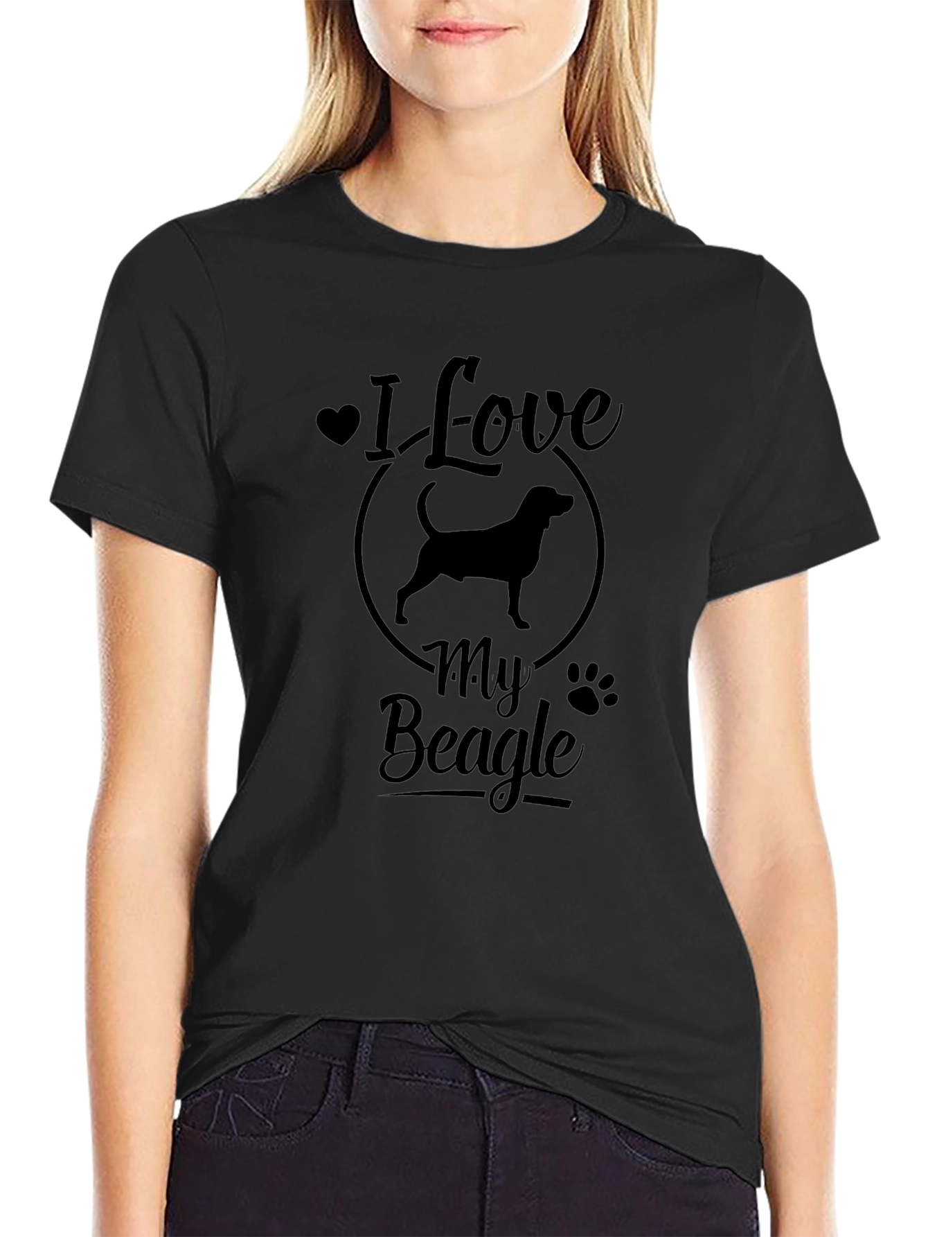 I Love My Beagle Black T-Shirt