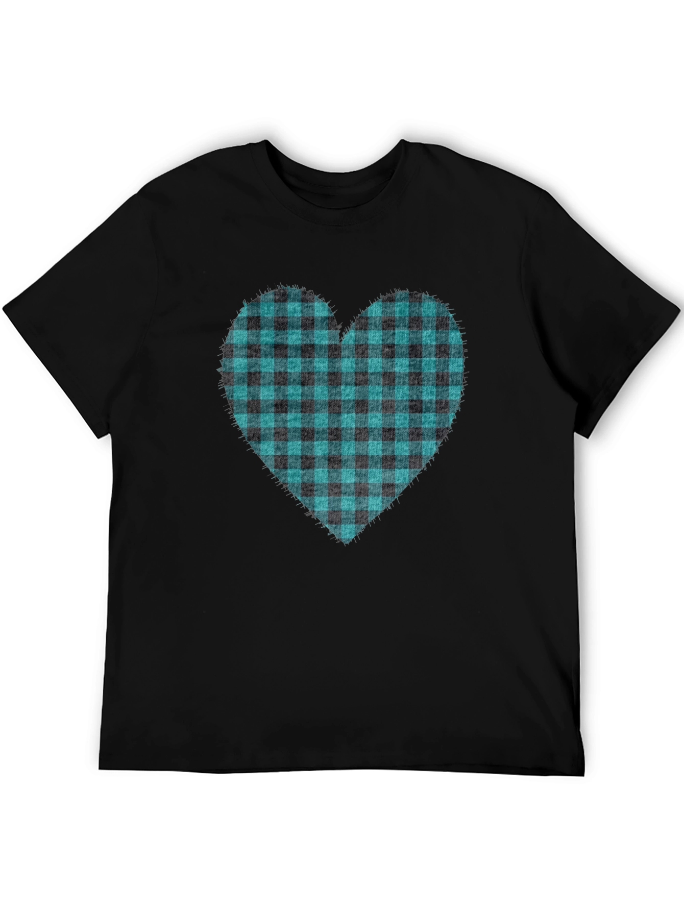 Buffalo Plaid Heart Tee - Trendy Graphic T-Shirt