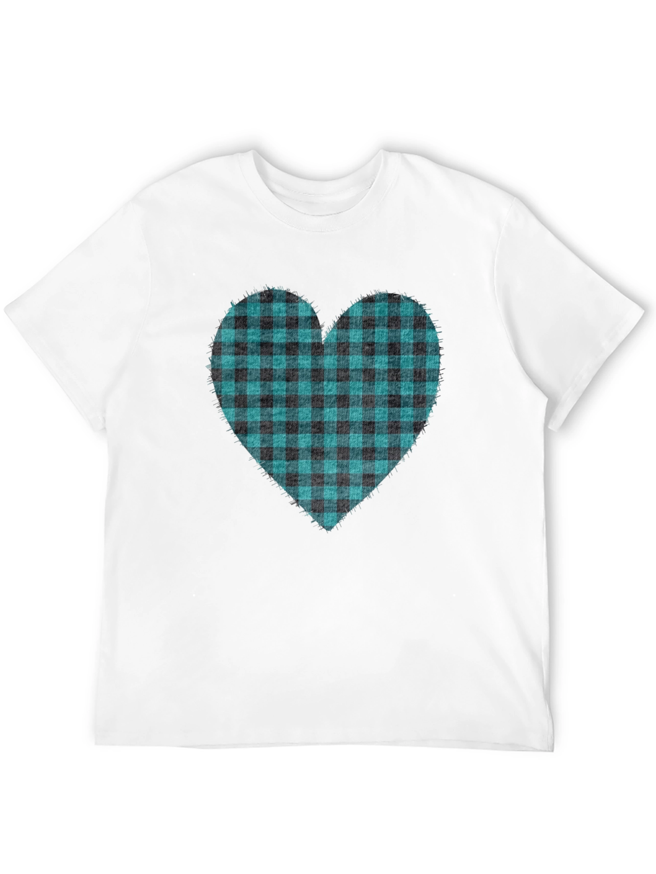 Buffalo Plaid Heart Tee - Trendy Graphic T-Shirt
