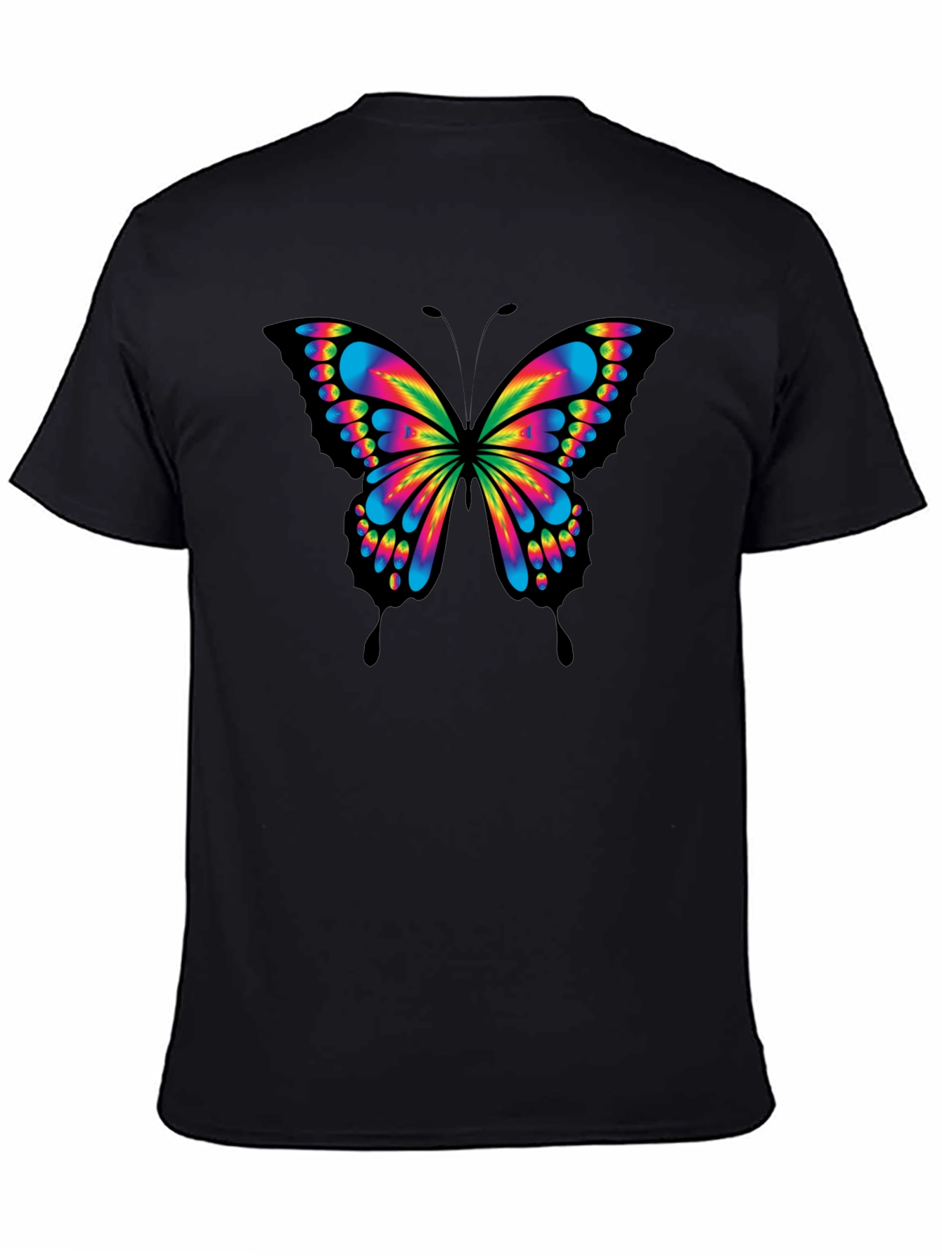 Vibrant Butterfly Graphic T-Shirt - Mens Black Tee