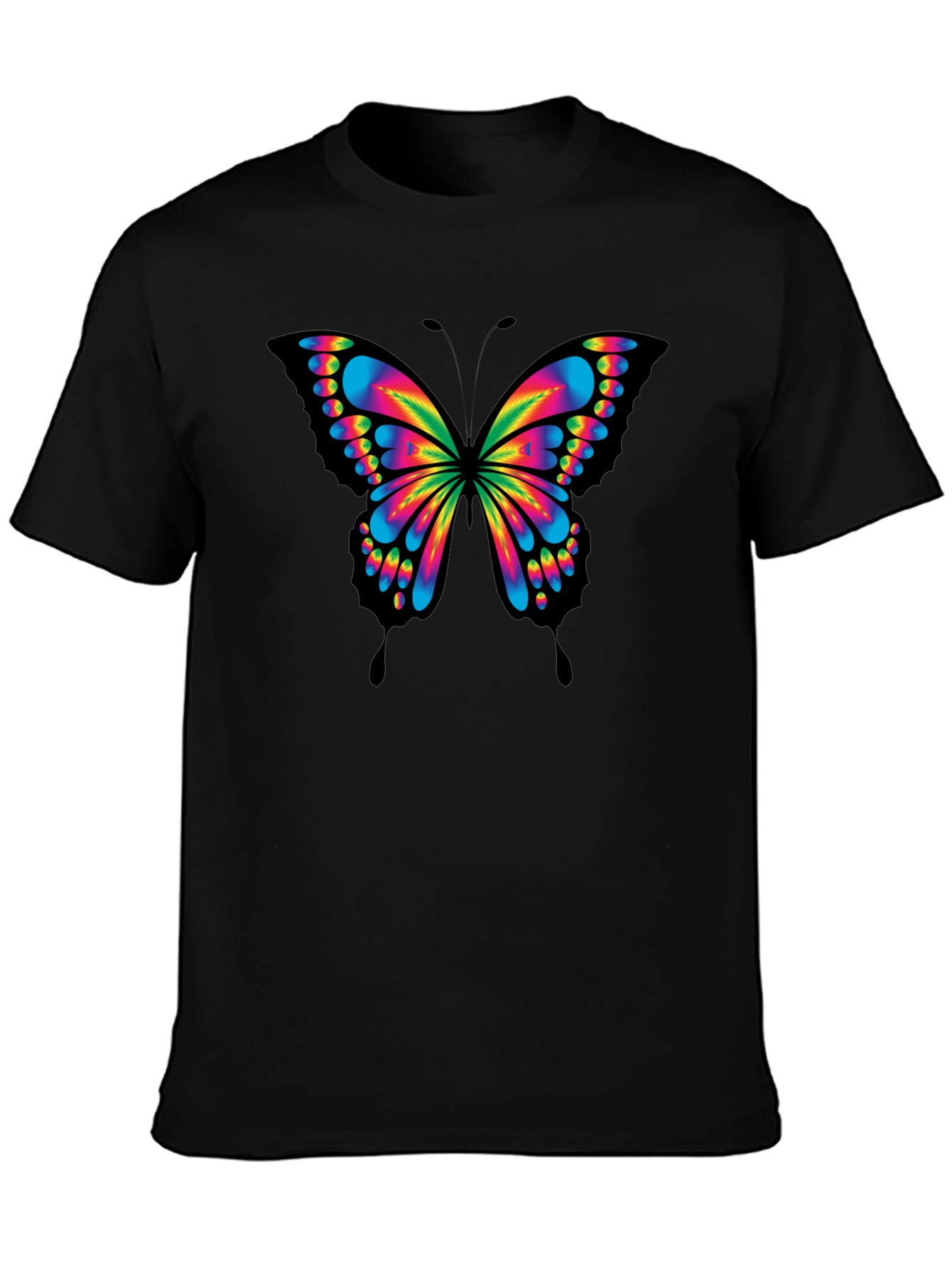Vibrant Butterfly Graphic T-Shirt - Mens Black Tee