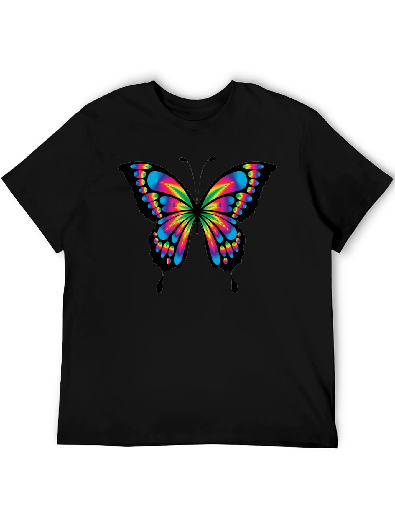 Vibrant Butterfly Graphic T-Shirt - Mens Black Tee