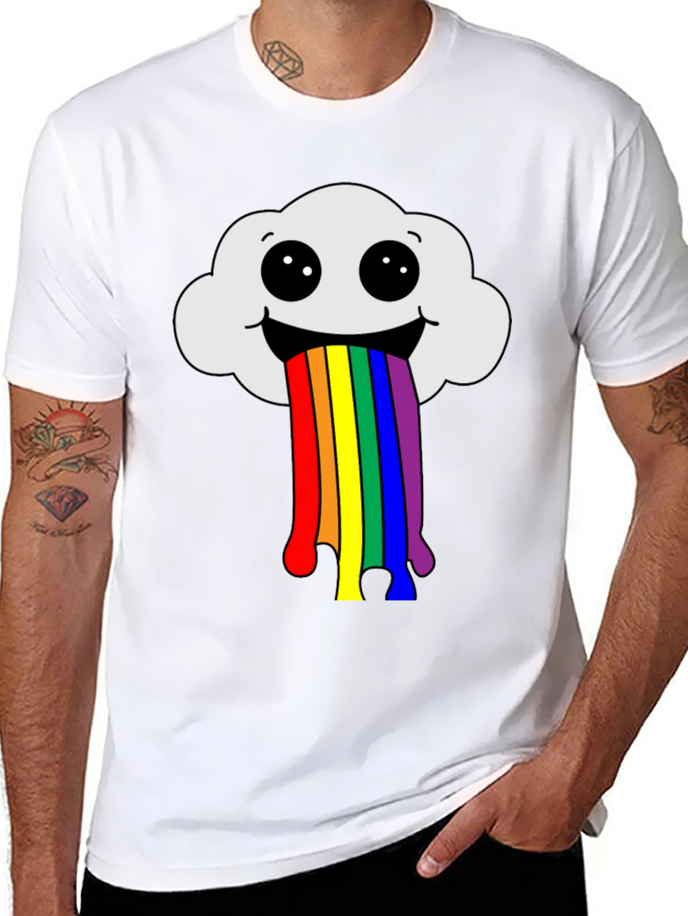 Rainbow Cloud T-Shirt - Fun Graphic Tee