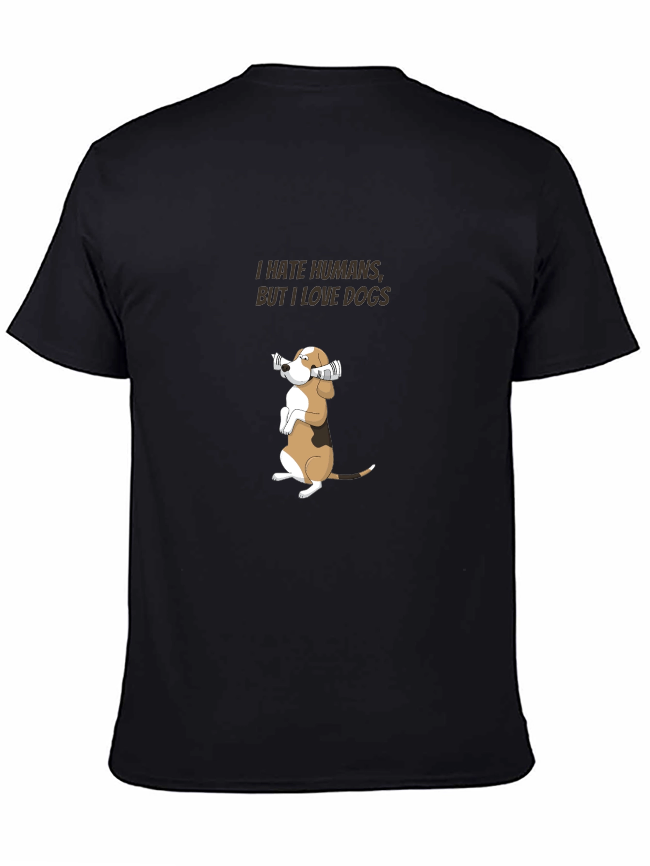 I Hate Humans But I Love Dogs Black T-Shirt