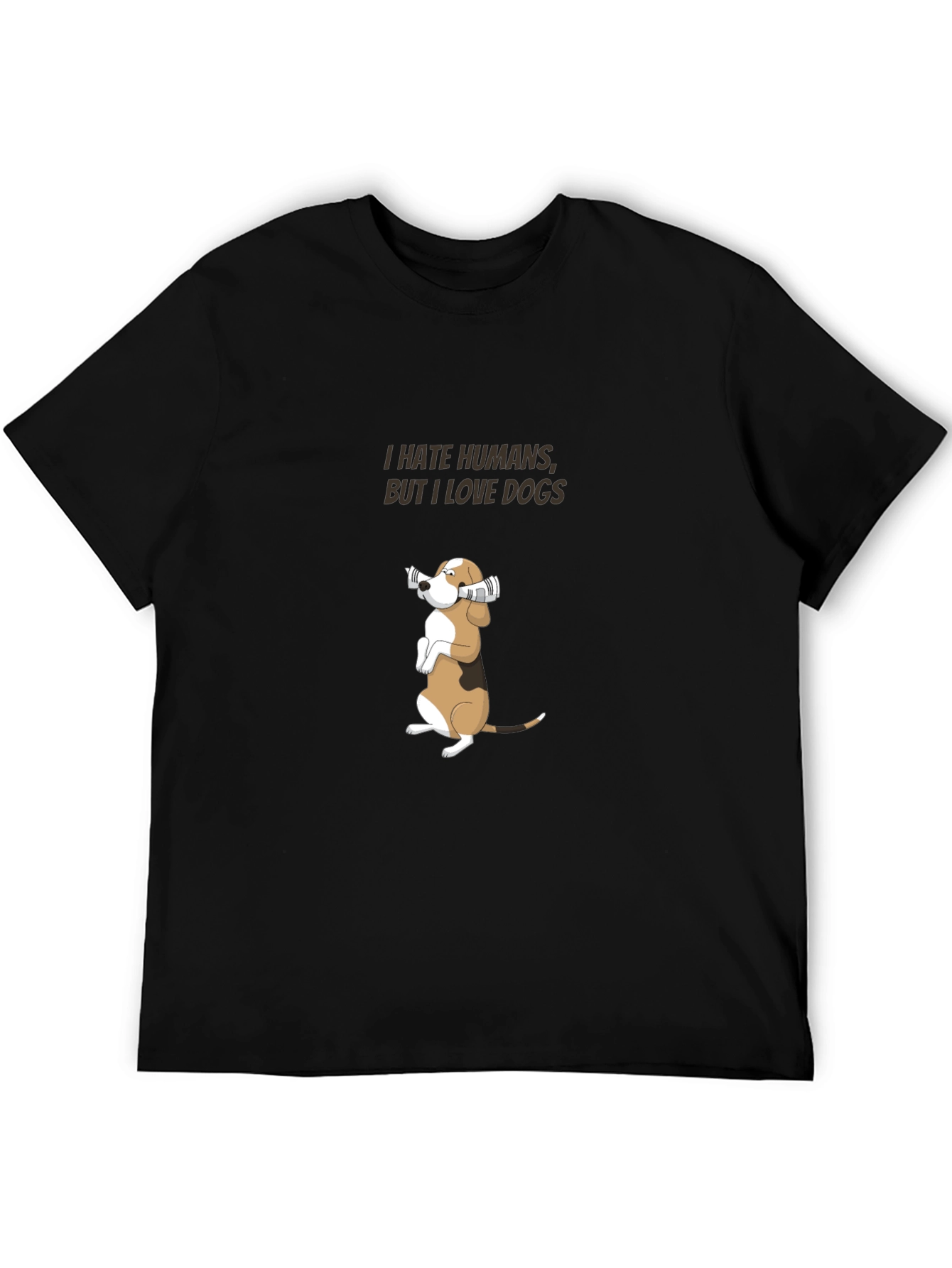 I Hate Humans But I Love Dogs Black T-Shirt