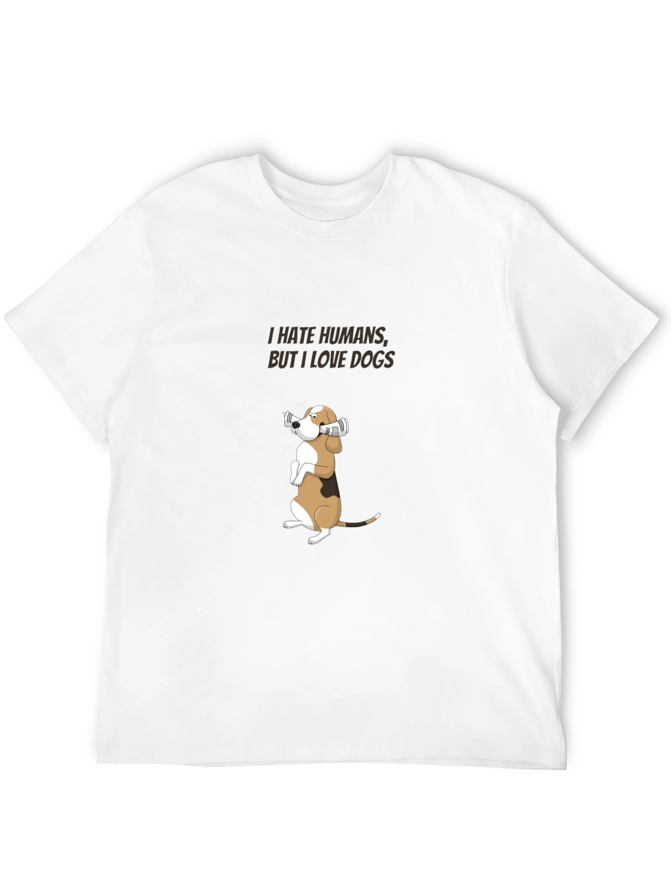 I Hate Humans But I Love Dogs Black T-Shirt