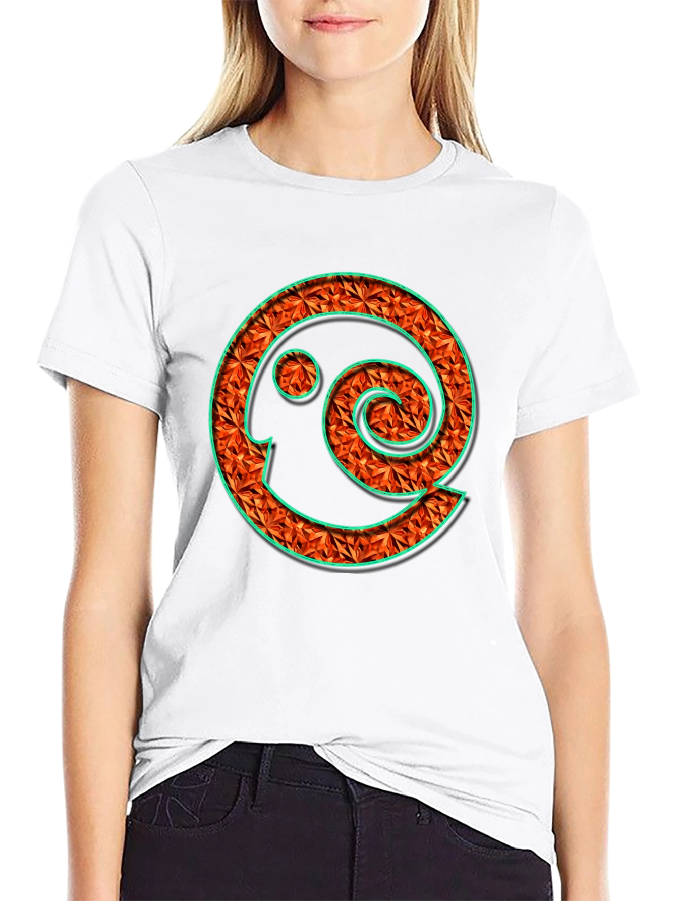 Geometric Spiral Graphic Black T-Shirt