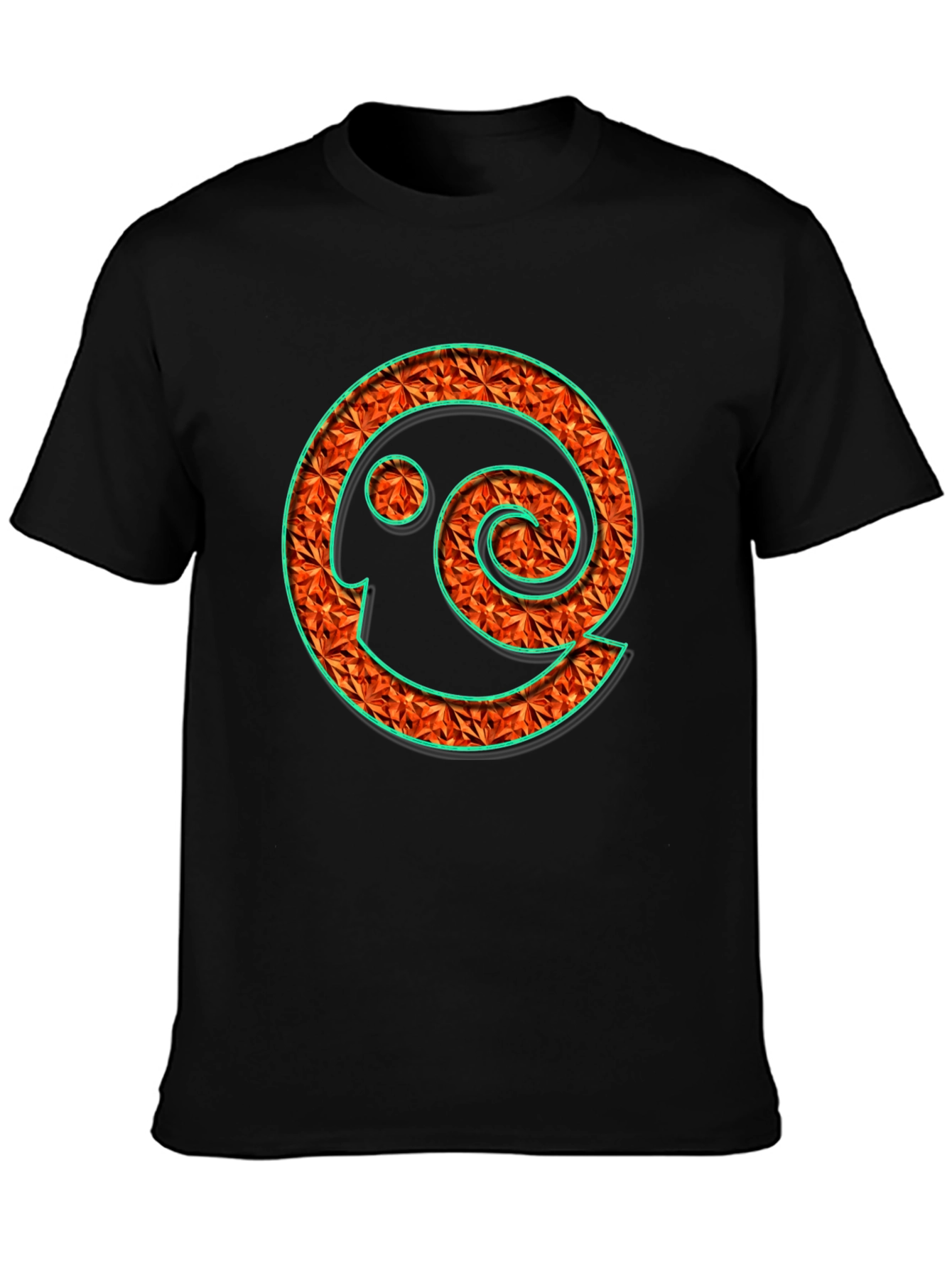 Geometric Spiral Graphic Black T-Shirt