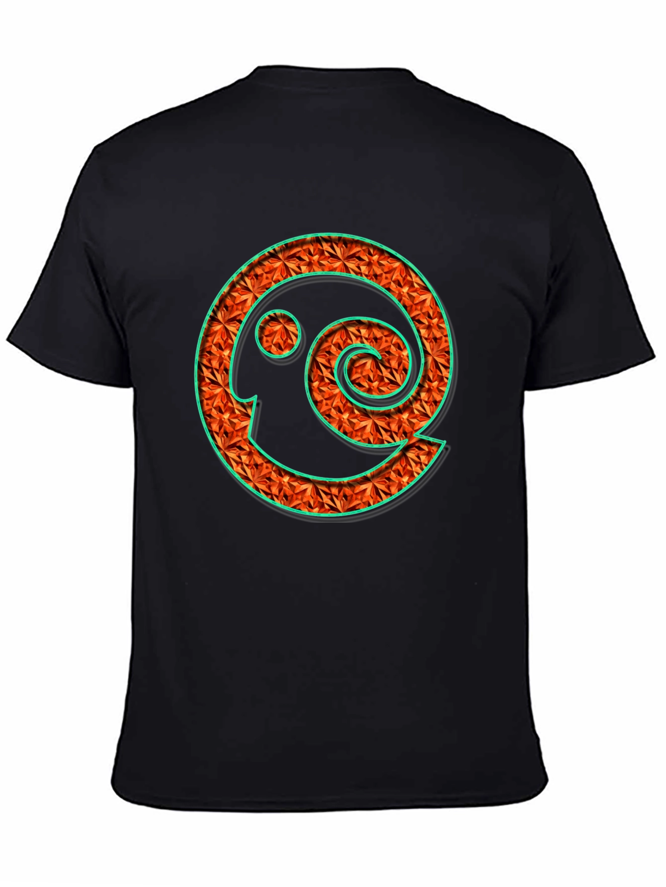 Geometric Spiral Graphic Black T-Shirt