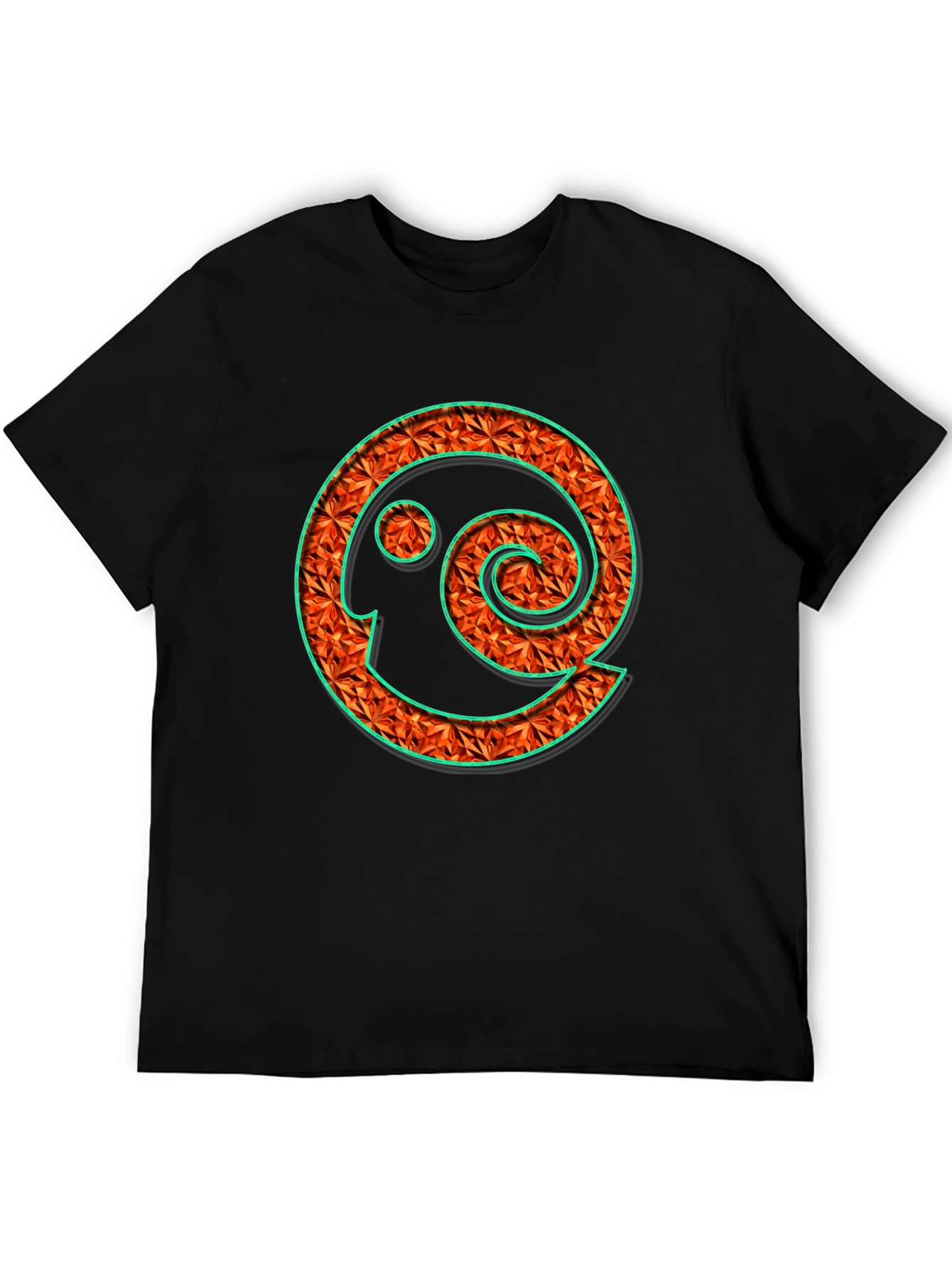 Geometric Spiral Graphic Black T-Shirt