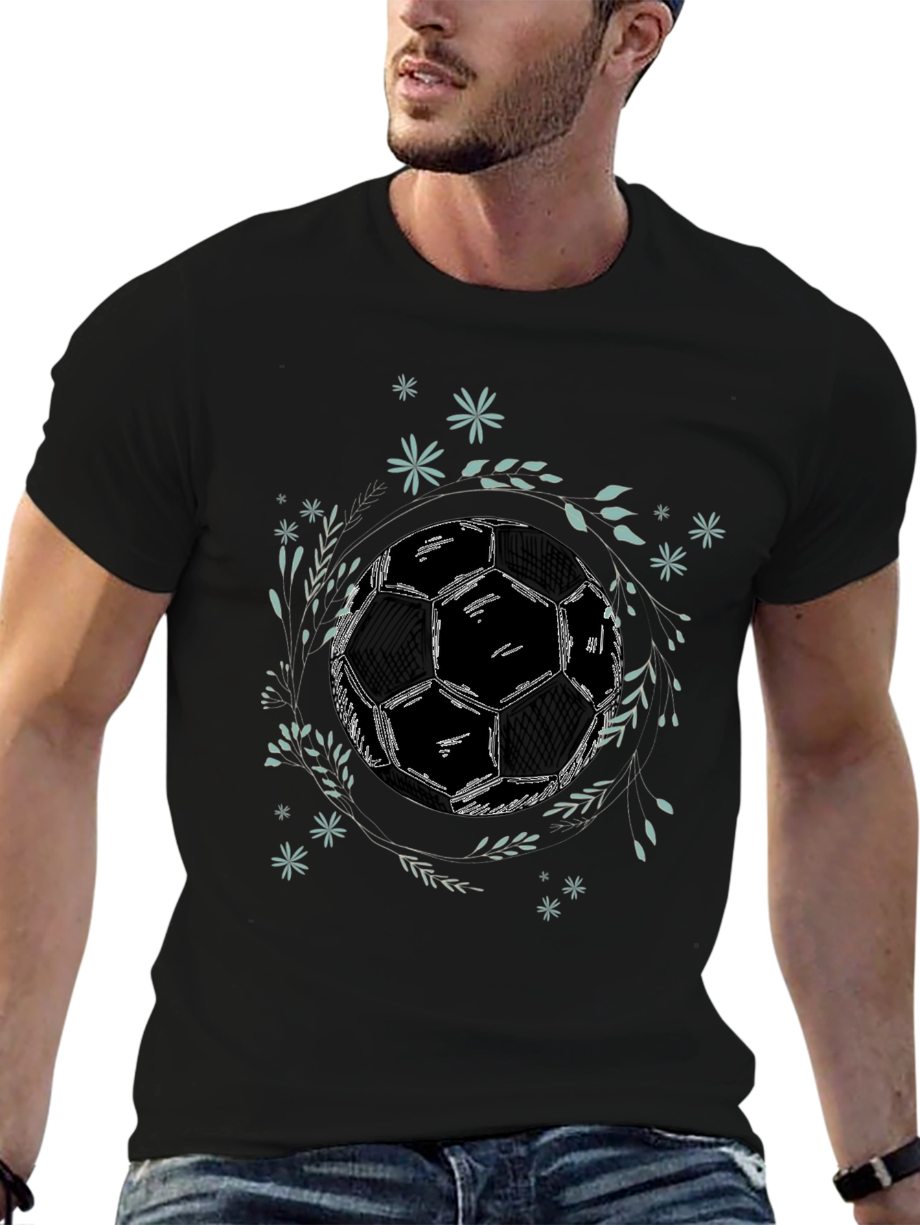 Soccer Ball Graphic Tee - Stylish Black T-Shirt