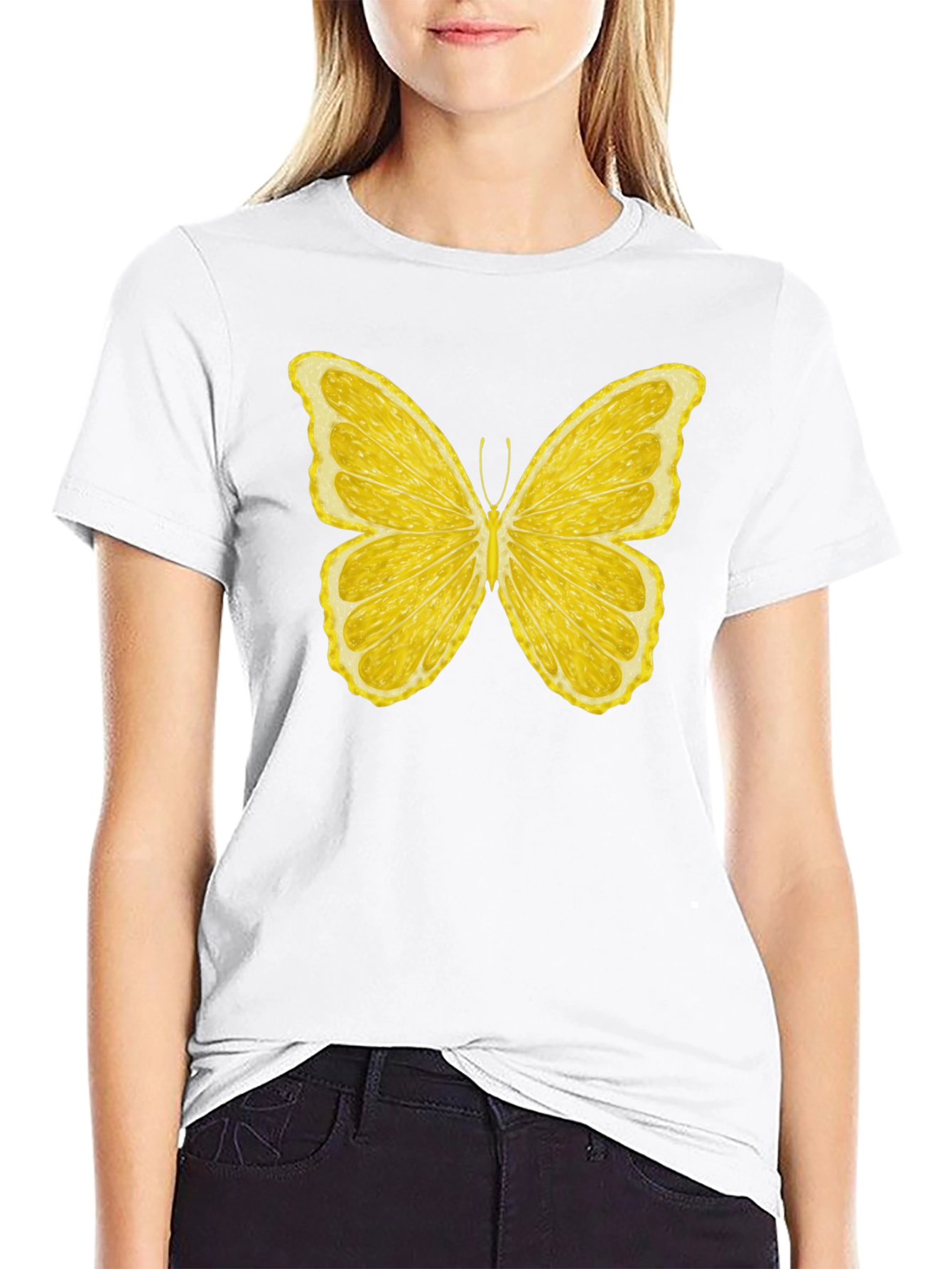 Lemon Butterfly Graphic T-Shirt