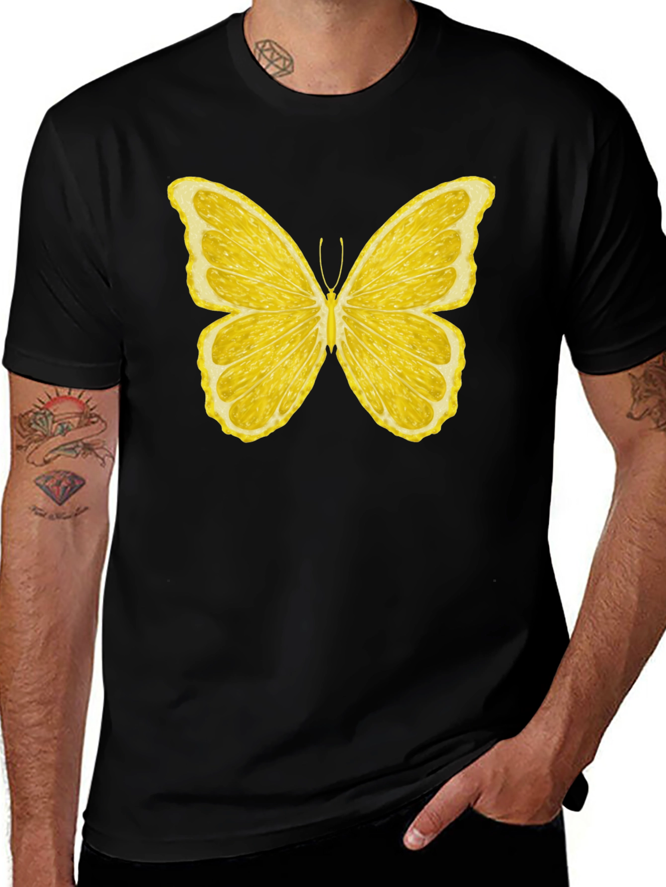 Lemon Butterfly Graphic T-Shirt