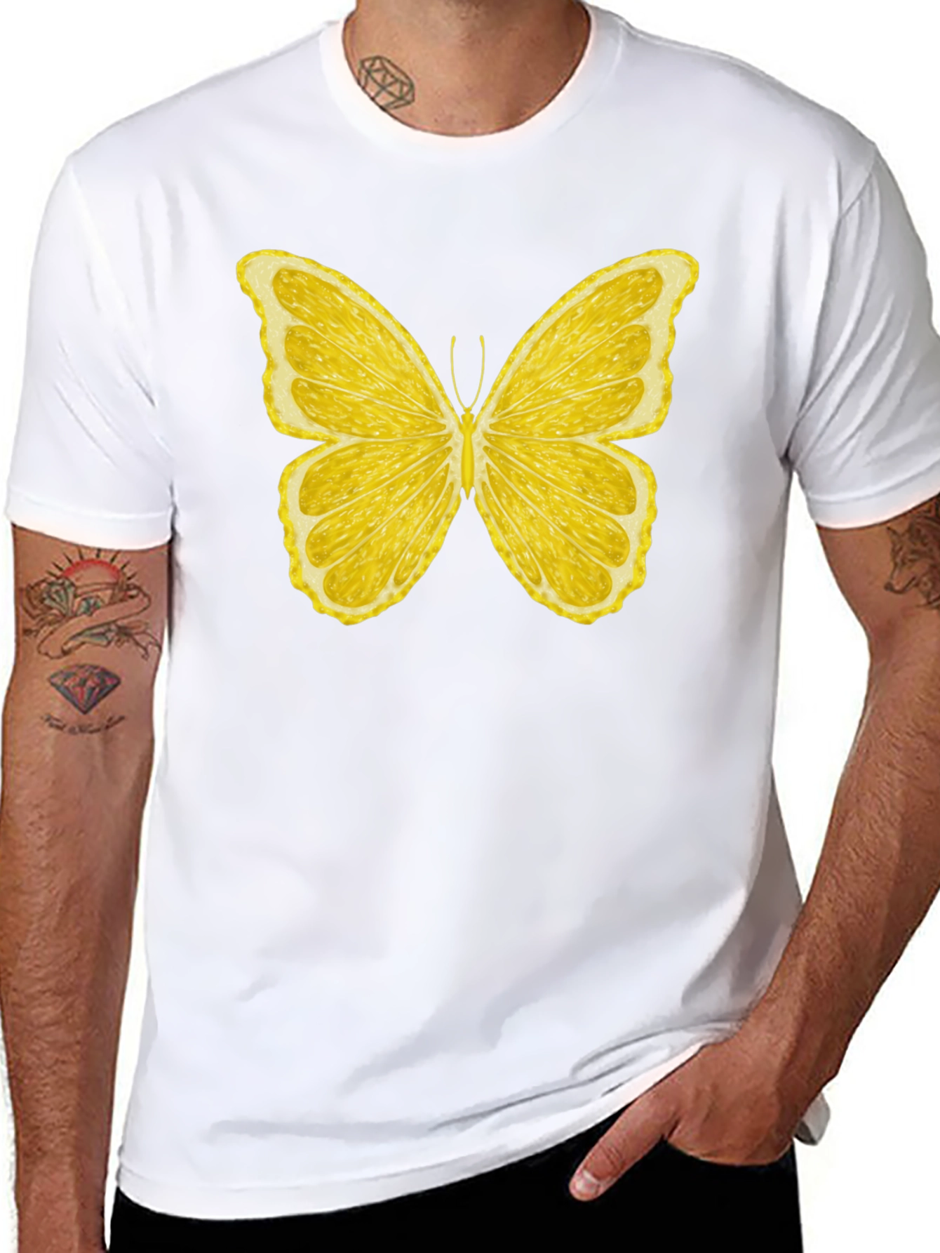 Lemon Butterfly Graphic T-Shirt