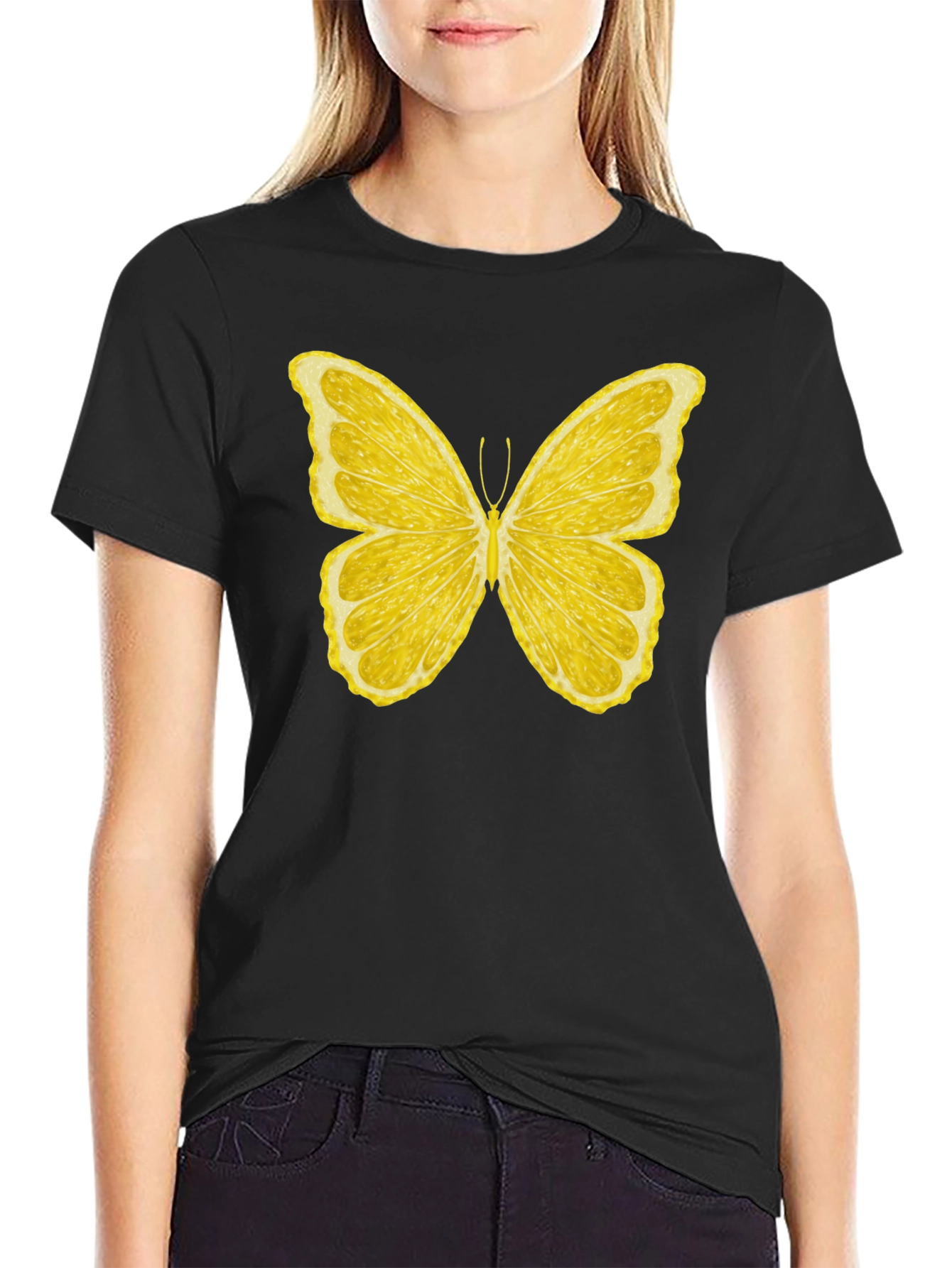 Lemon Butterfly Graphic T-Shirt