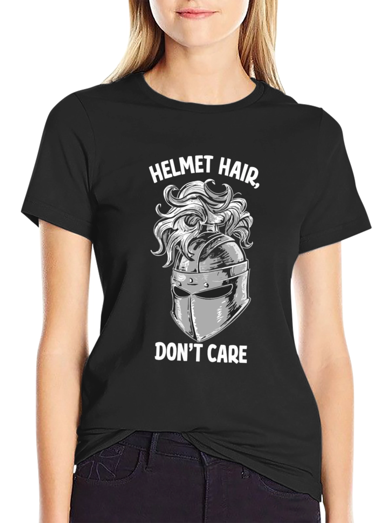 Helmet Hair Dont Care T-Shirt