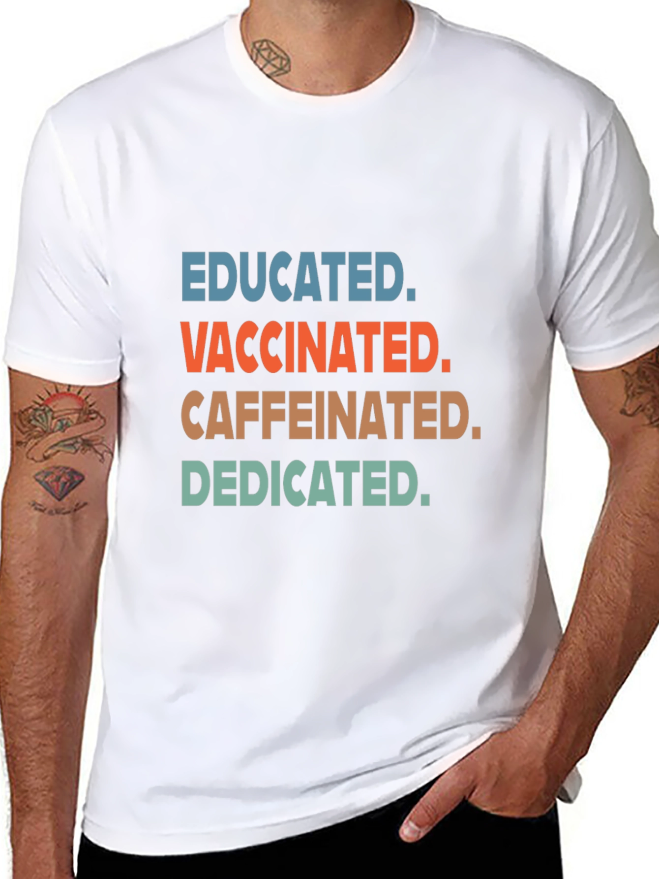 Educated Vaccinated Caffeinated Dedicated Tee