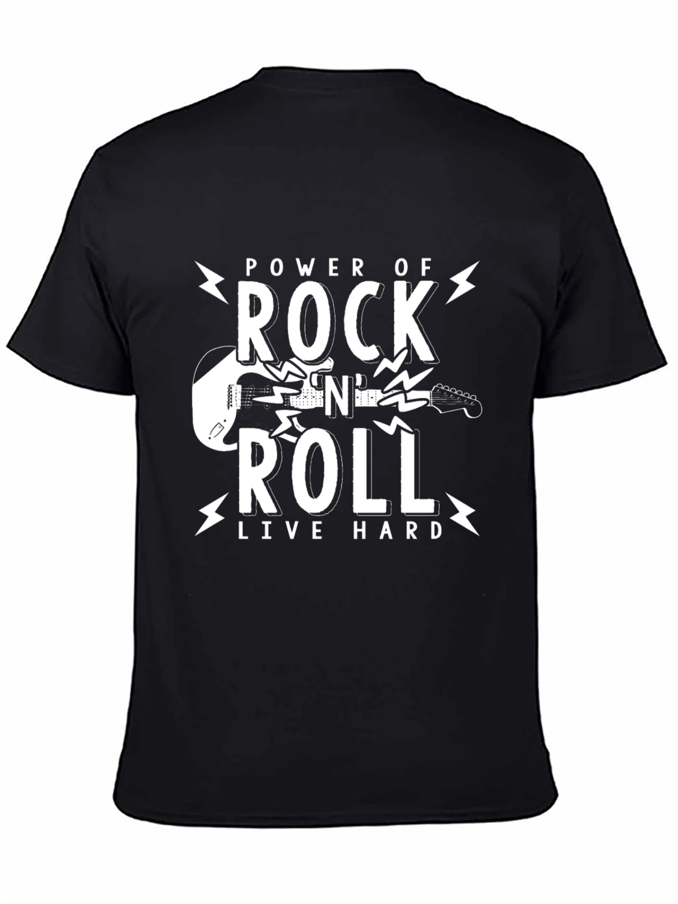 Power of Rock N Roll Black Graphic T-Shirt