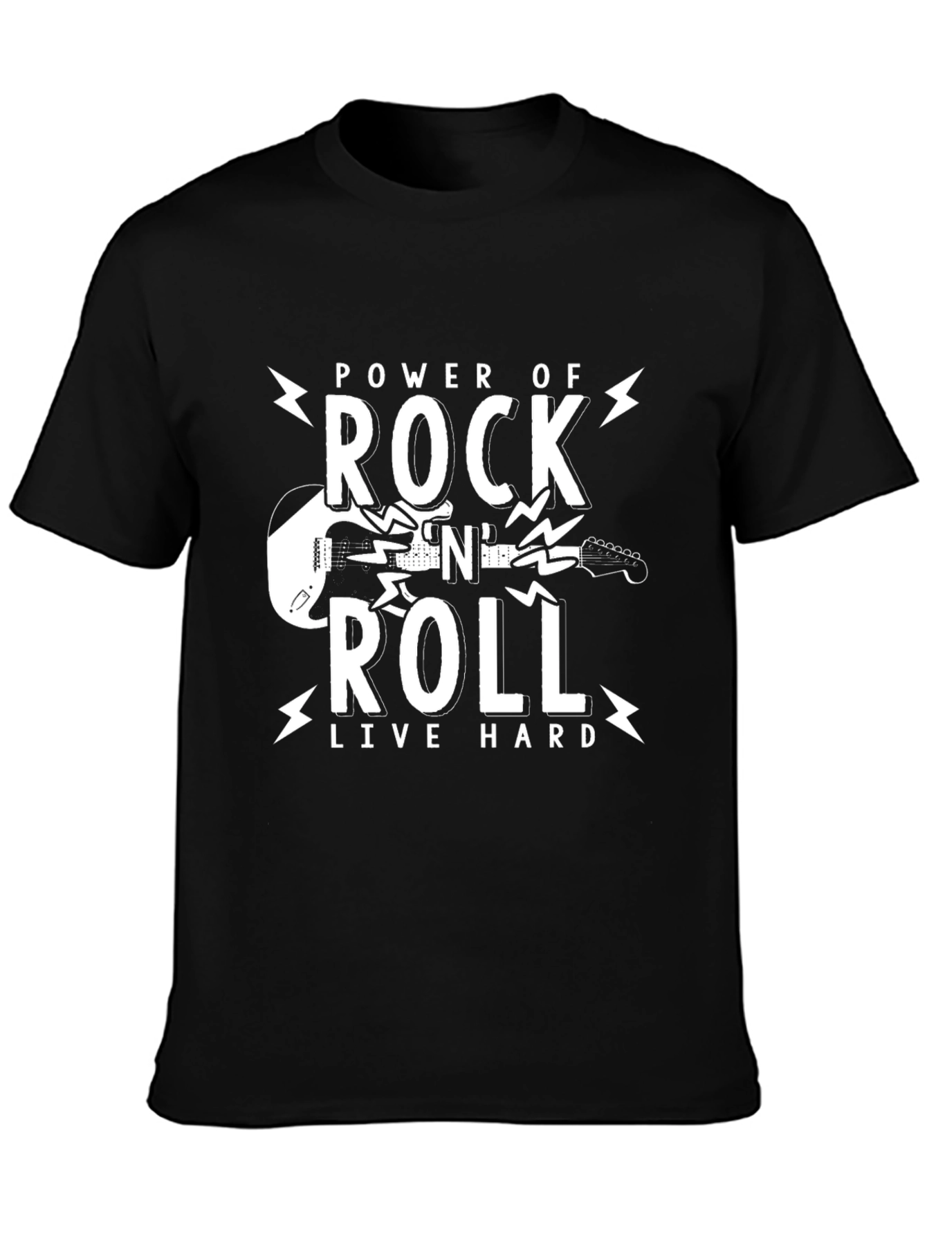 Power of Rock N Roll Black Graphic T-Shirt