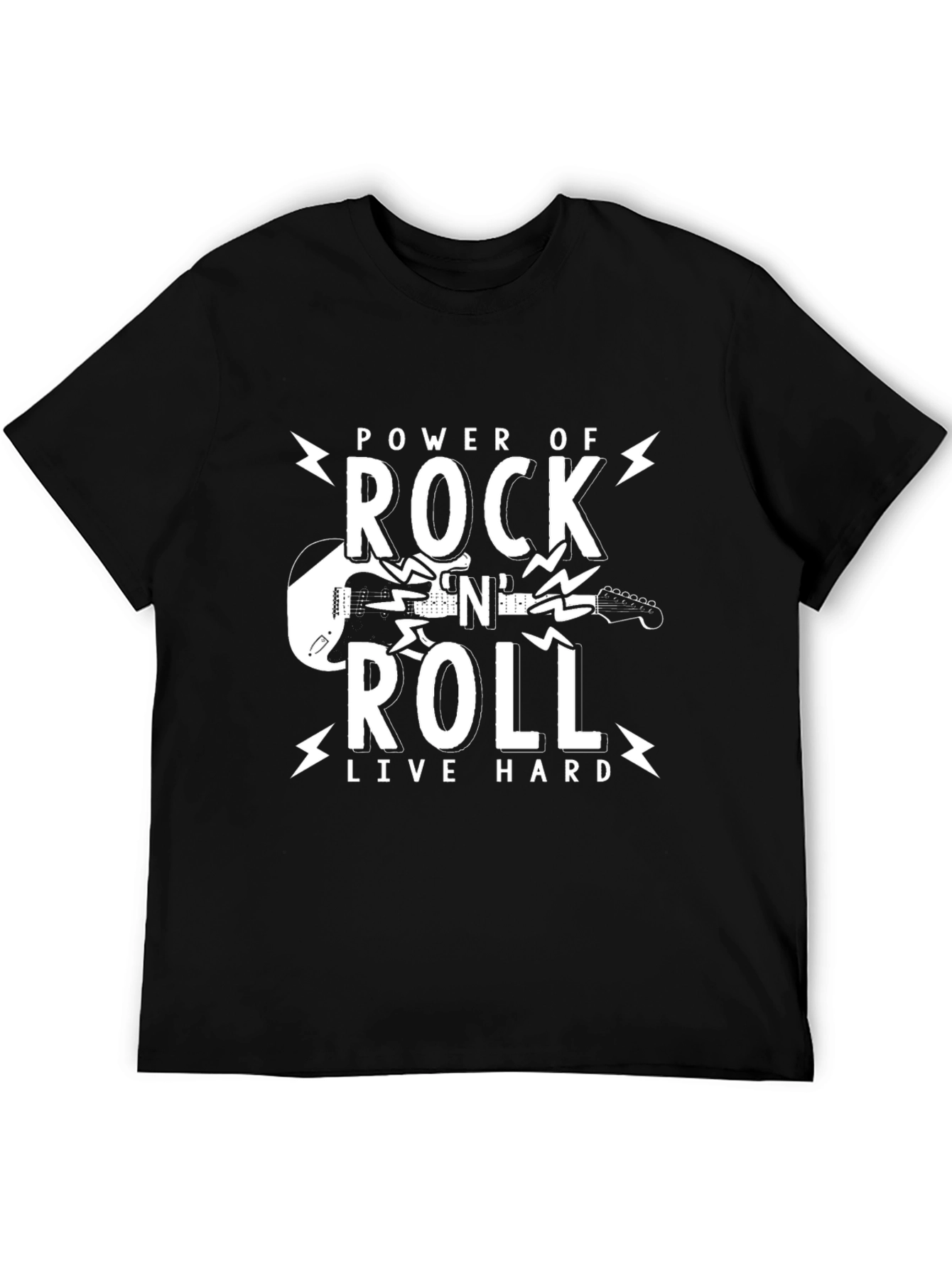 Power of Rock N Roll Black Graphic T-Shirt