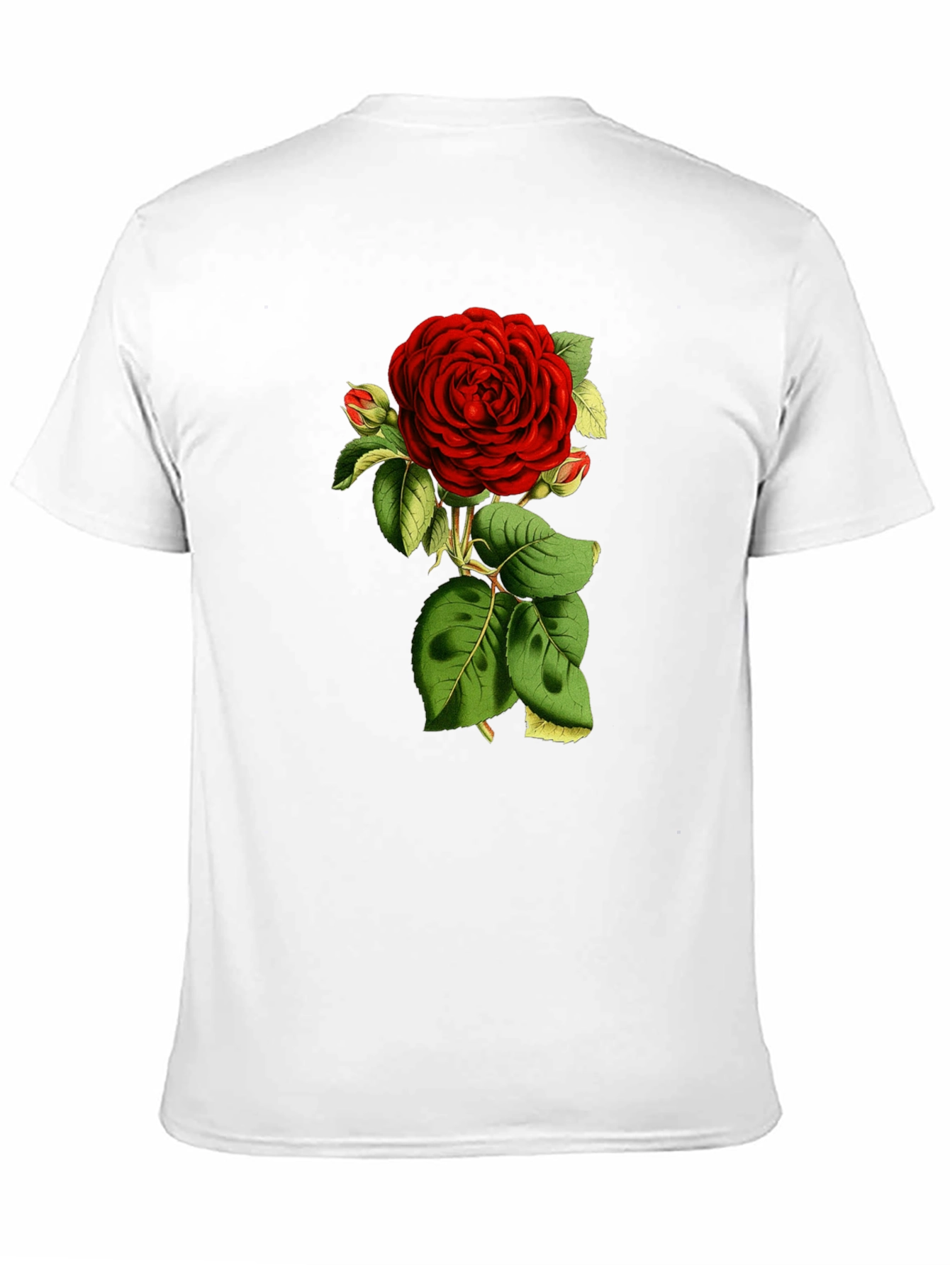 Black T-Shirt with Red Rose Graphic