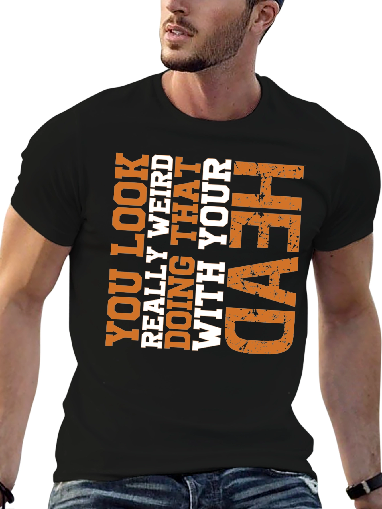 Funny Weird Head Graphic Tee - Novelty T-Shirt