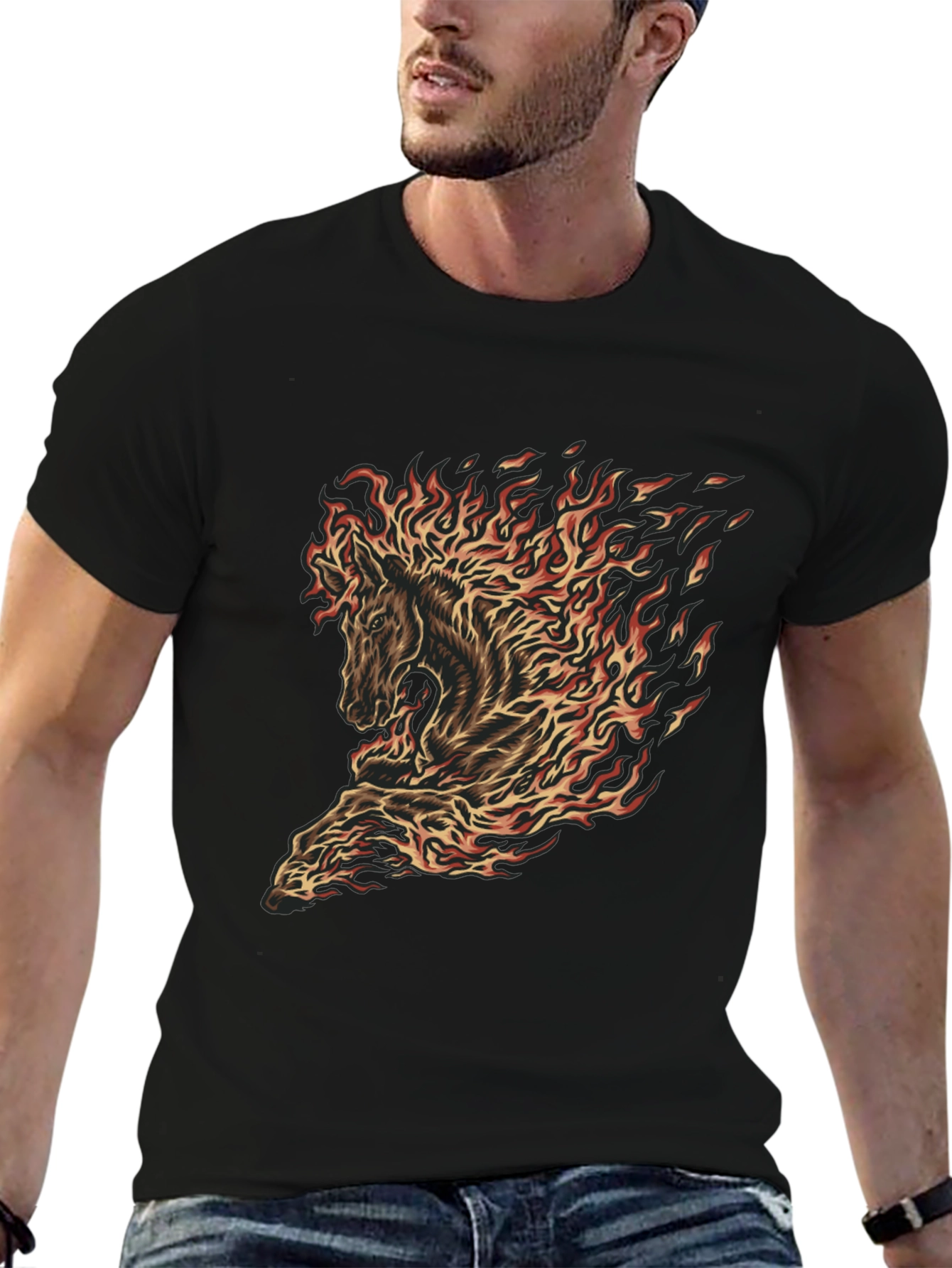 Fiery Horse Graphic Tee - Black T-Shirt