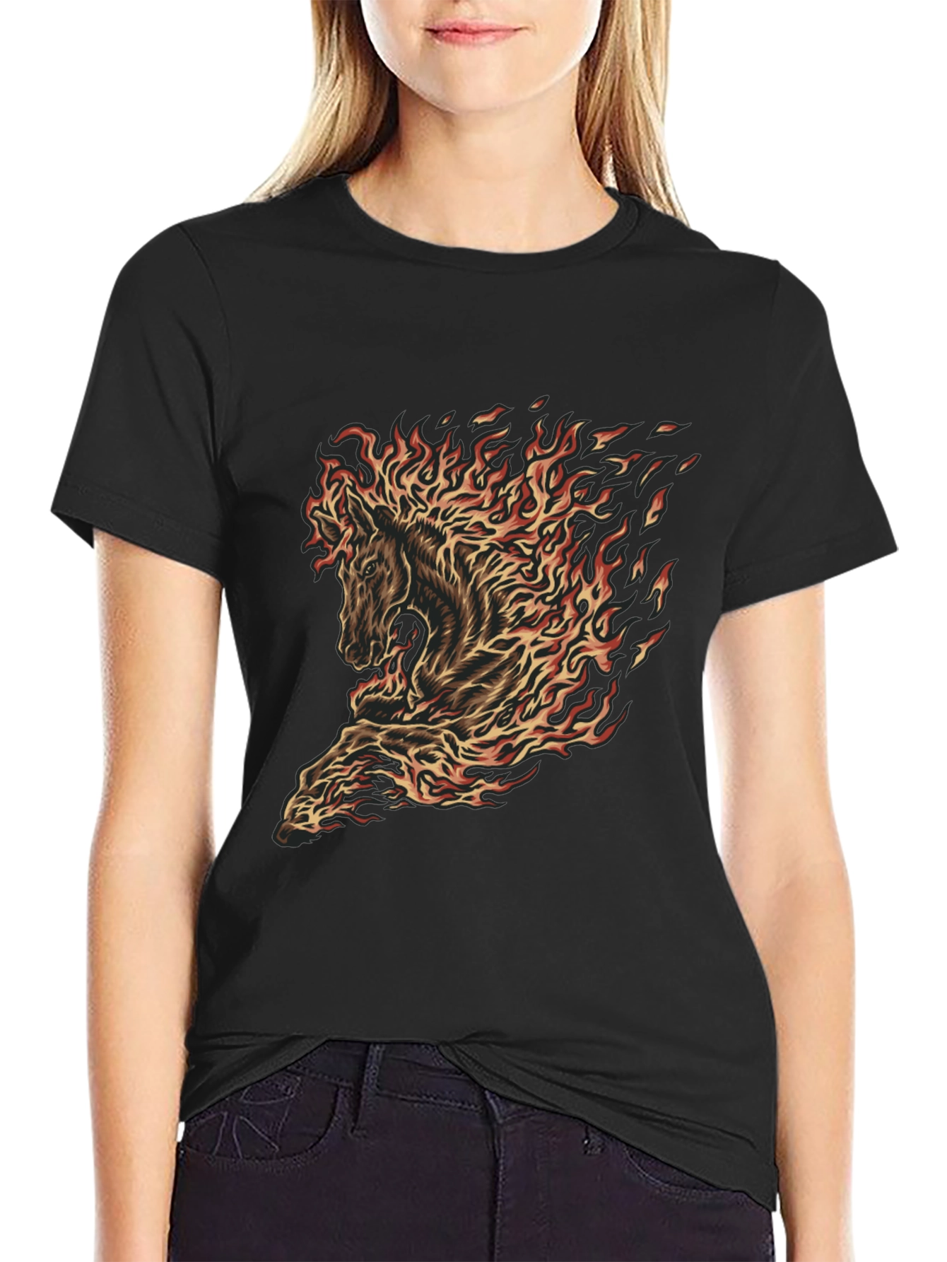Fiery Horse Graphic Tee - Black T-Shirt