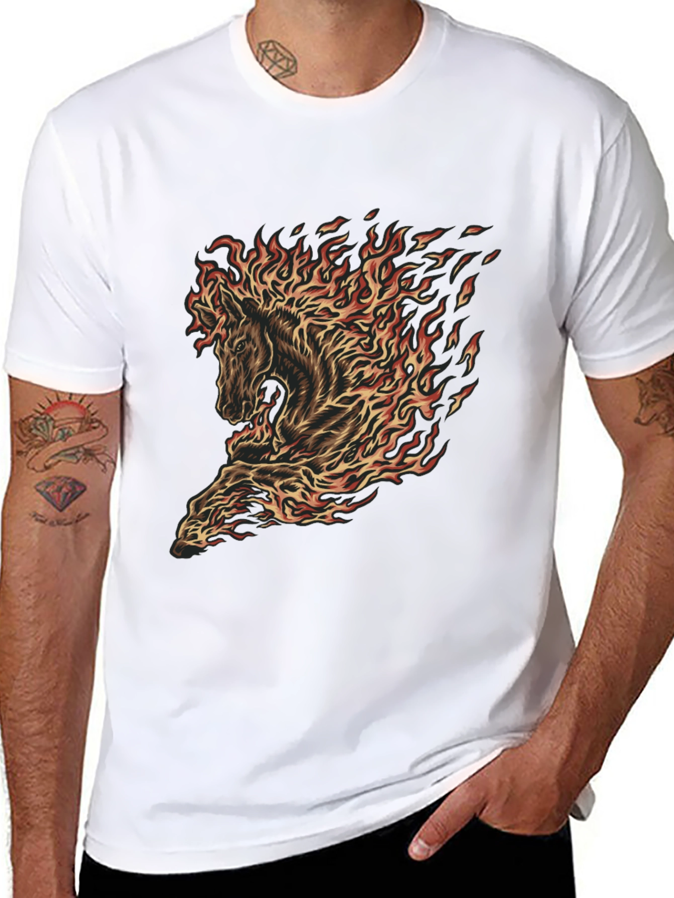 Fiery Horse Graphic Tee - Black T-Shirt