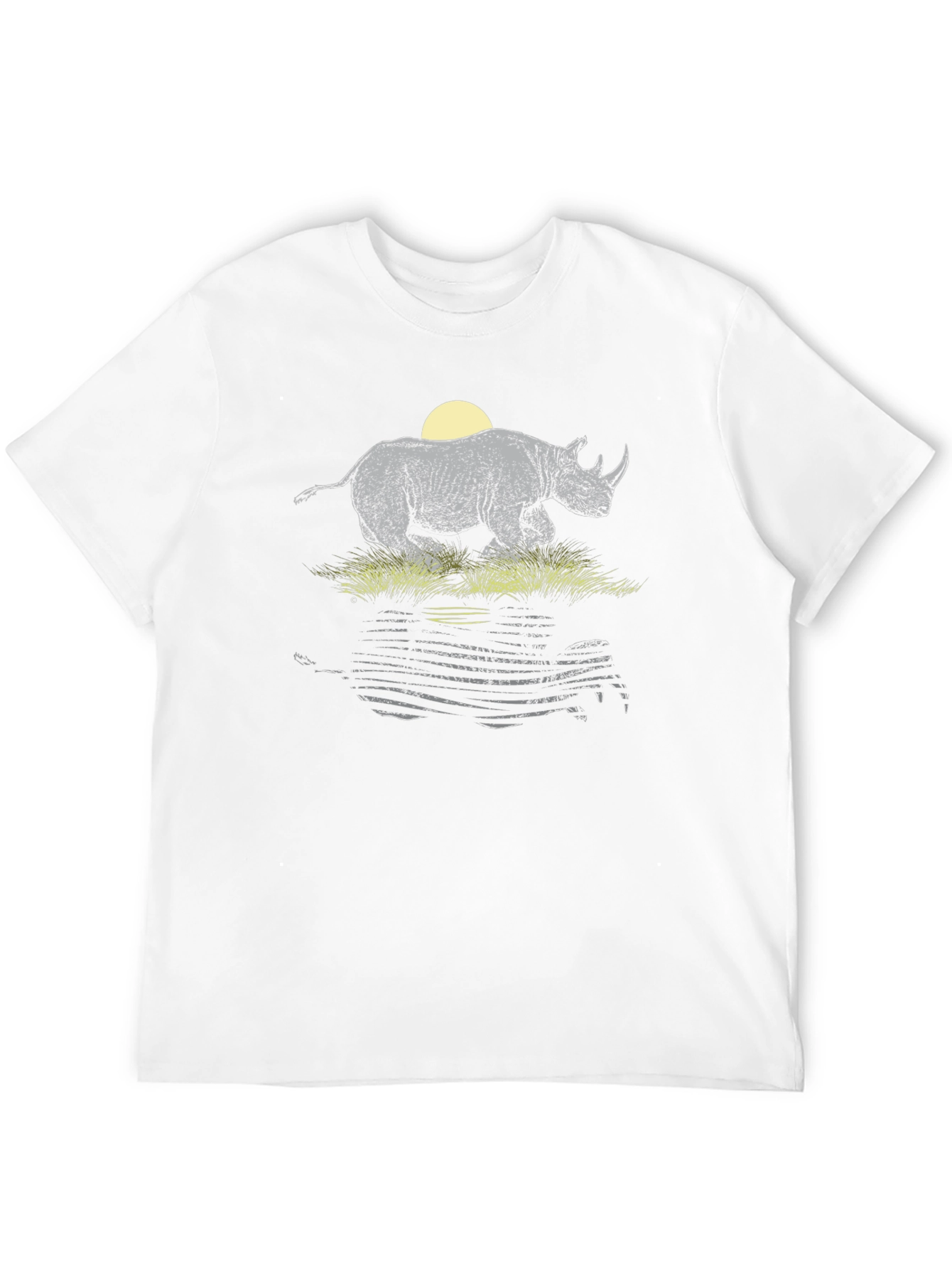 Rhino Sunset Graphic Tee - Black Cotton T-Shirt