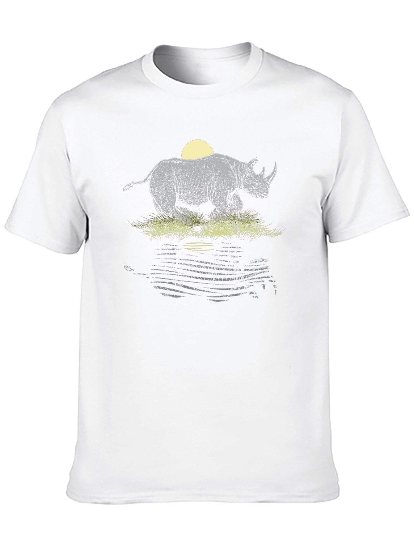 Rhino Sunset Graphic Tee - Black Cotton T-Shirt