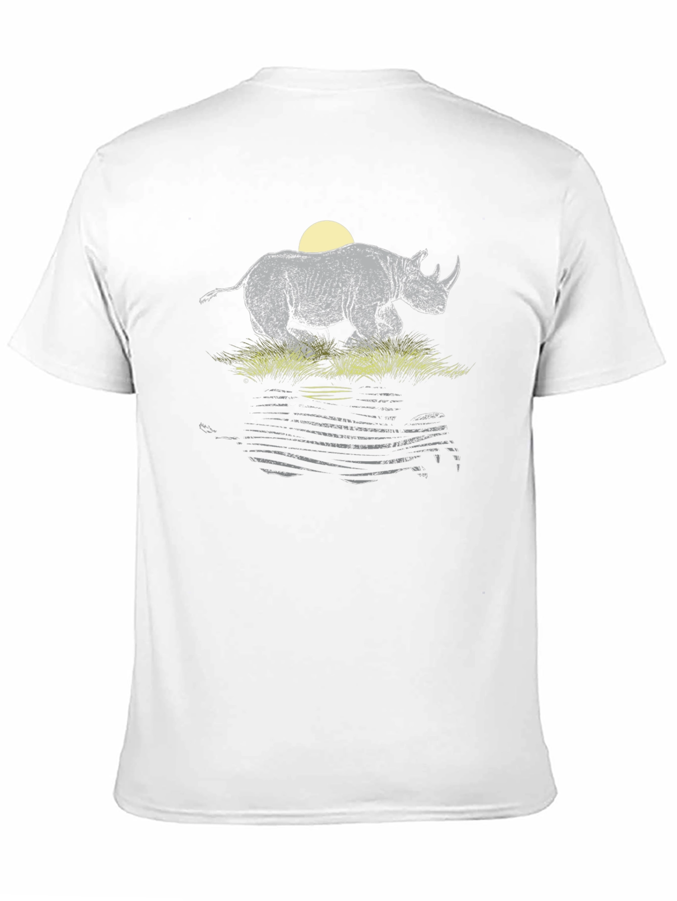 Rhino Sunset Graphic Tee - Black Cotton T-Shirt