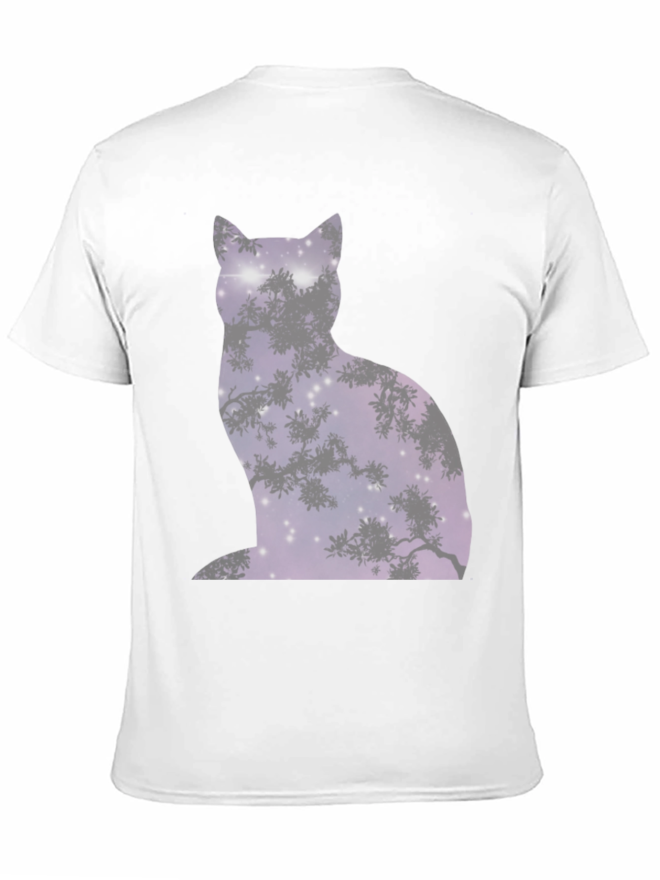 Galaxy Cat Silhouette Black T-Shirt