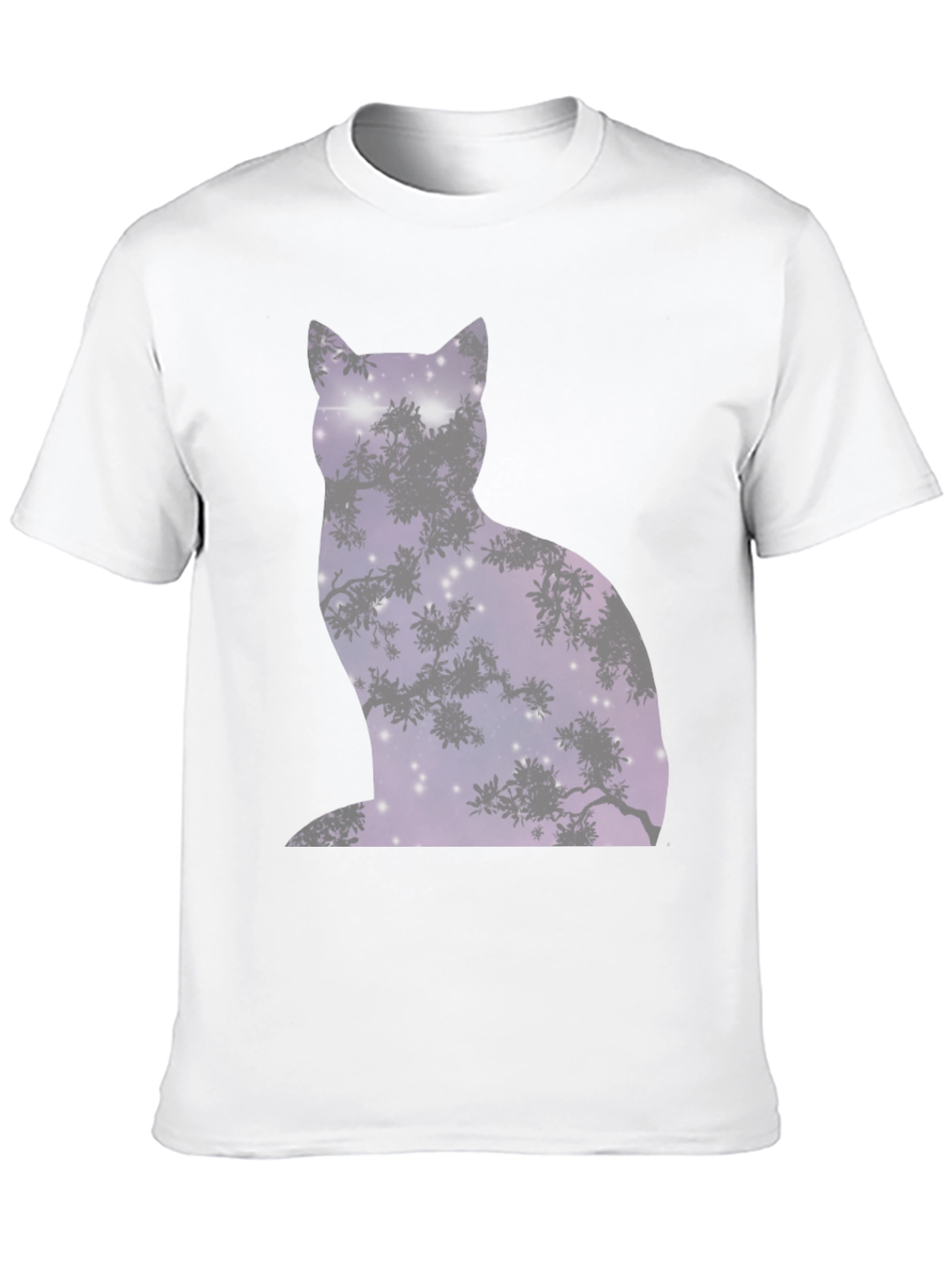 Galaxy Cat Silhouette Black T-Shirt