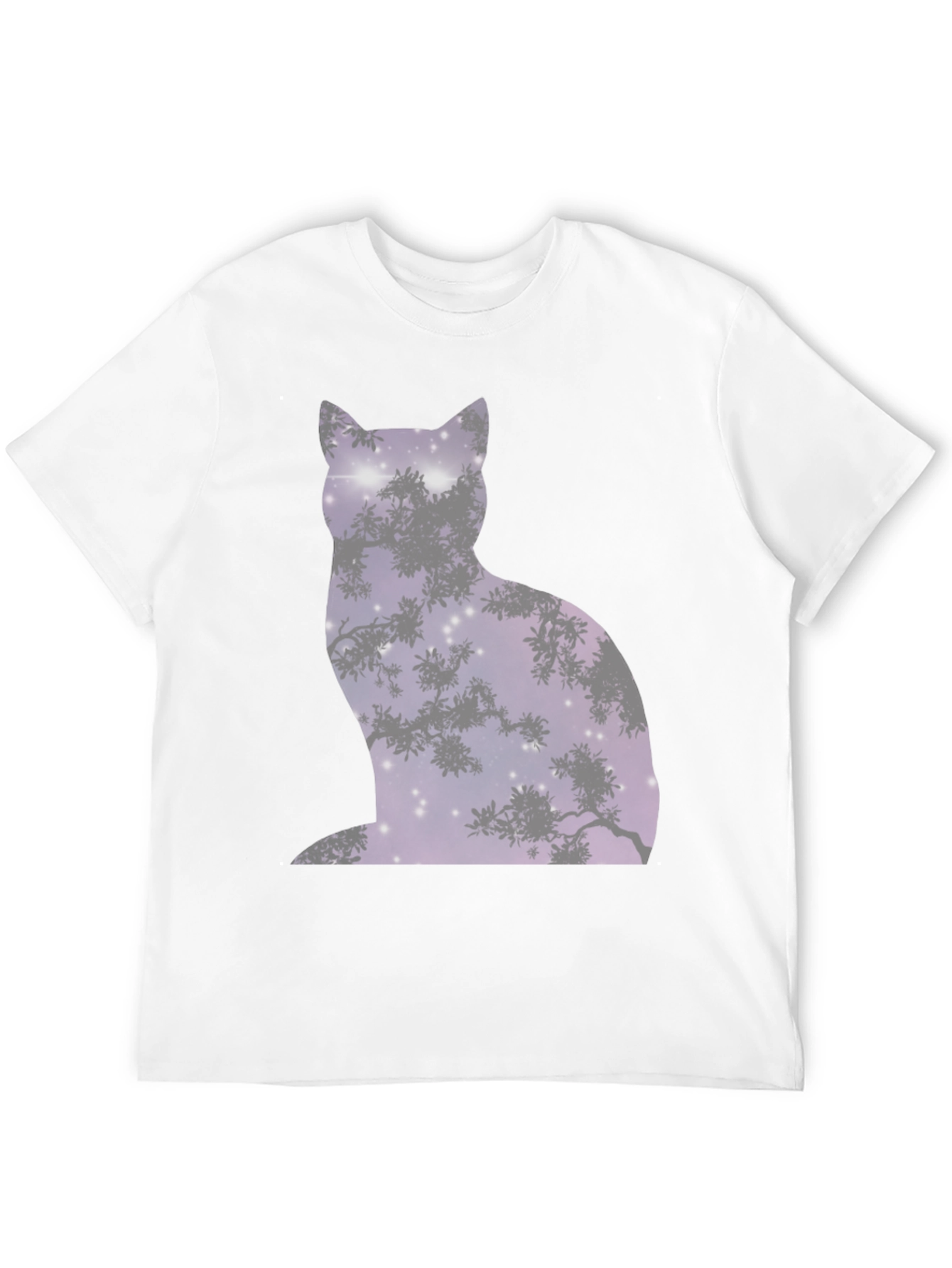 Galaxy Cat Silhouette Black T-Shirt