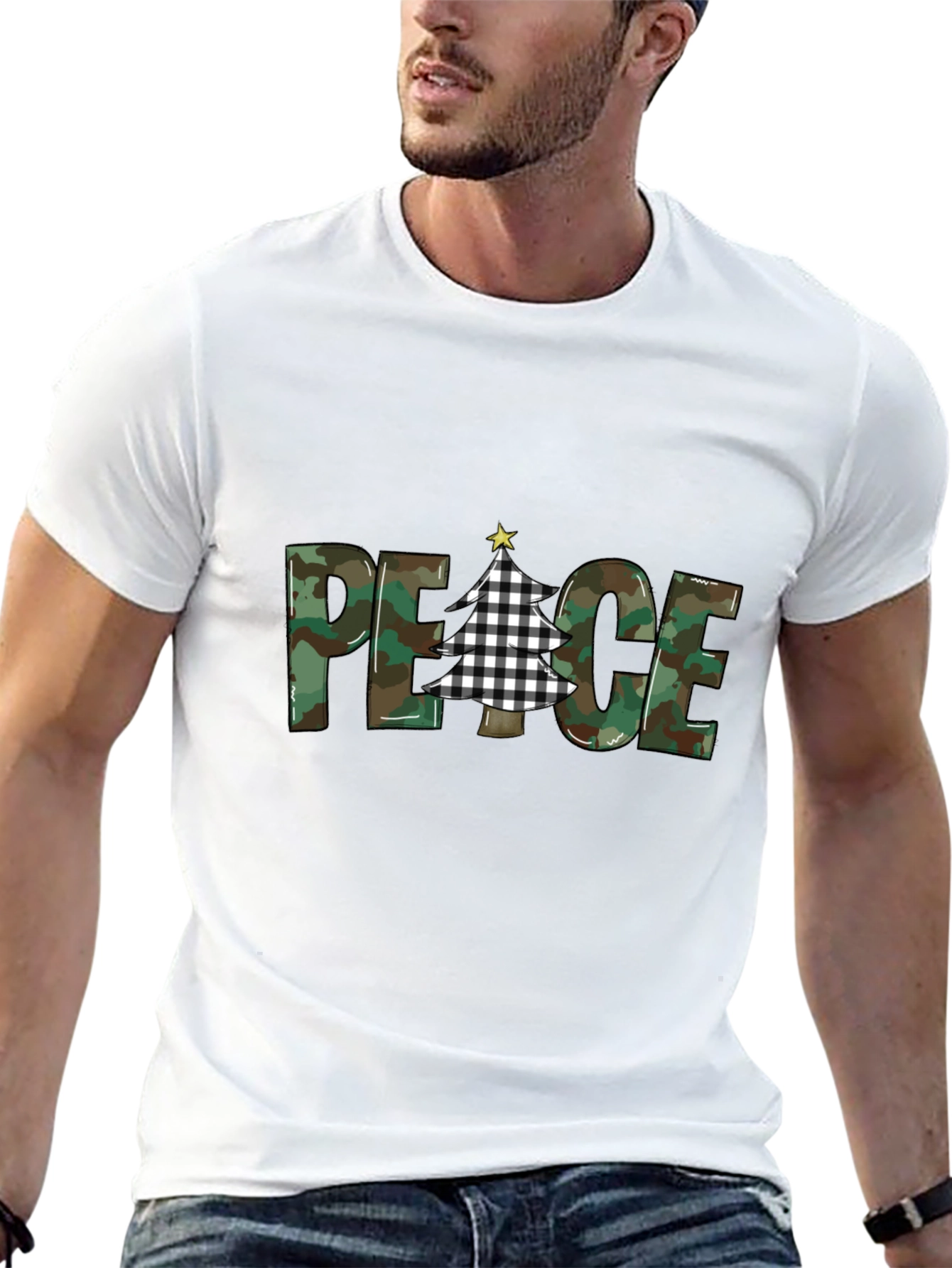 Peace Camo Christmas Tree T-Shirt