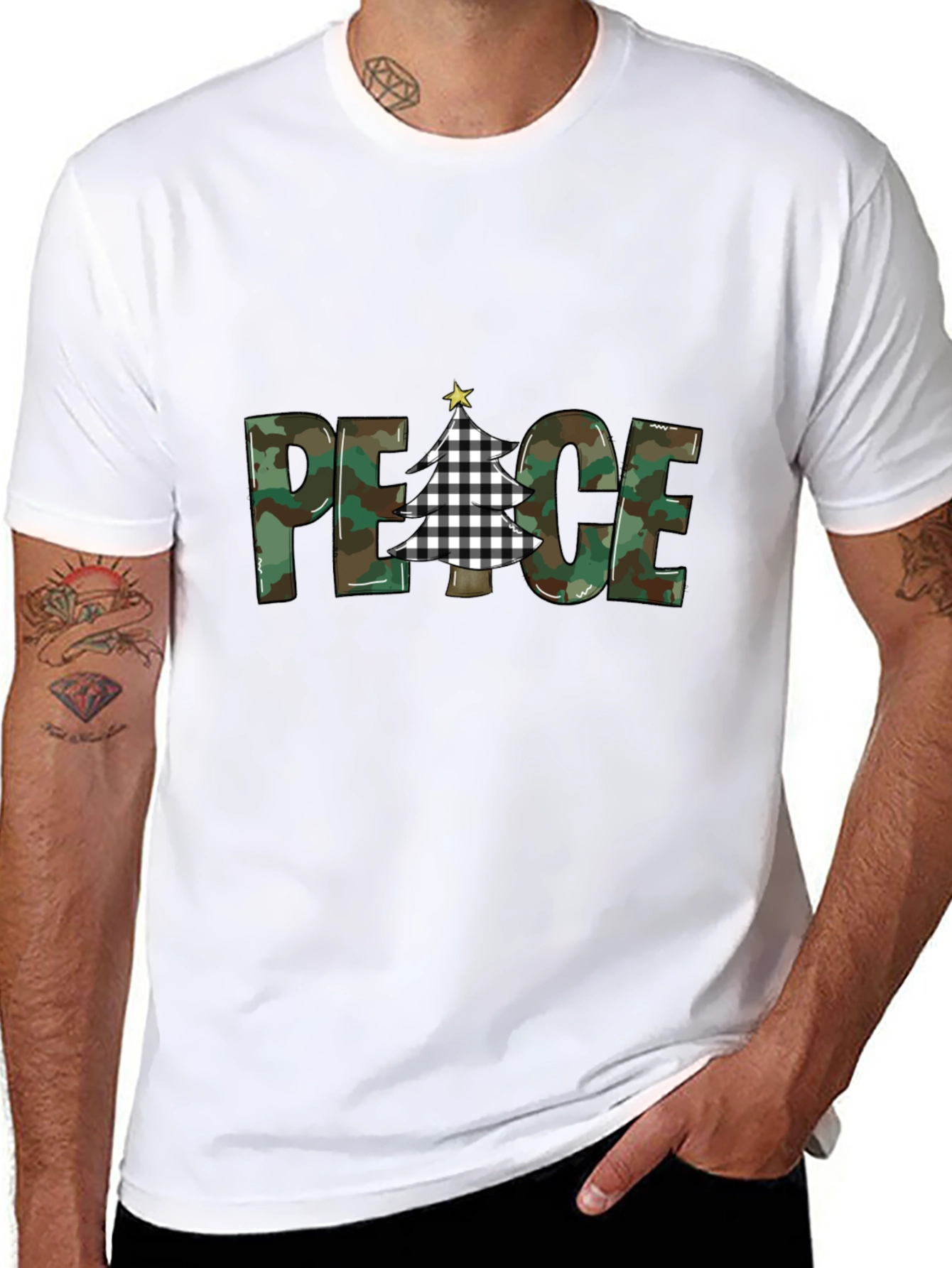 Peace Camo Christmas Tree T-Shirt