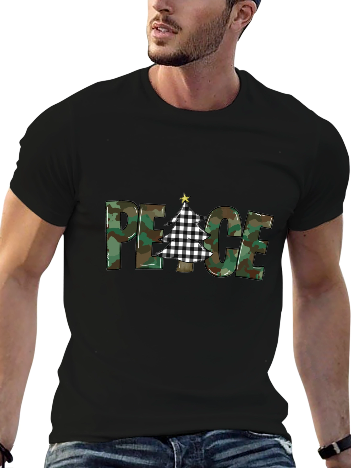 Peace Camo Christmas Tree T-Shirt