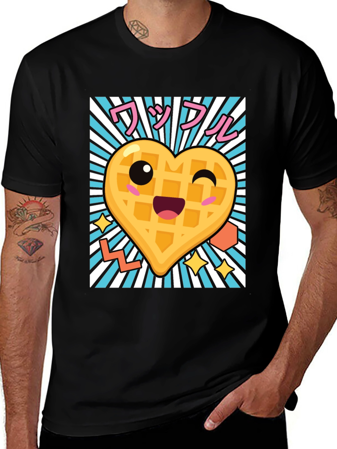 Kawaii Waffle Heart T-Shirt - Cute Anime Style