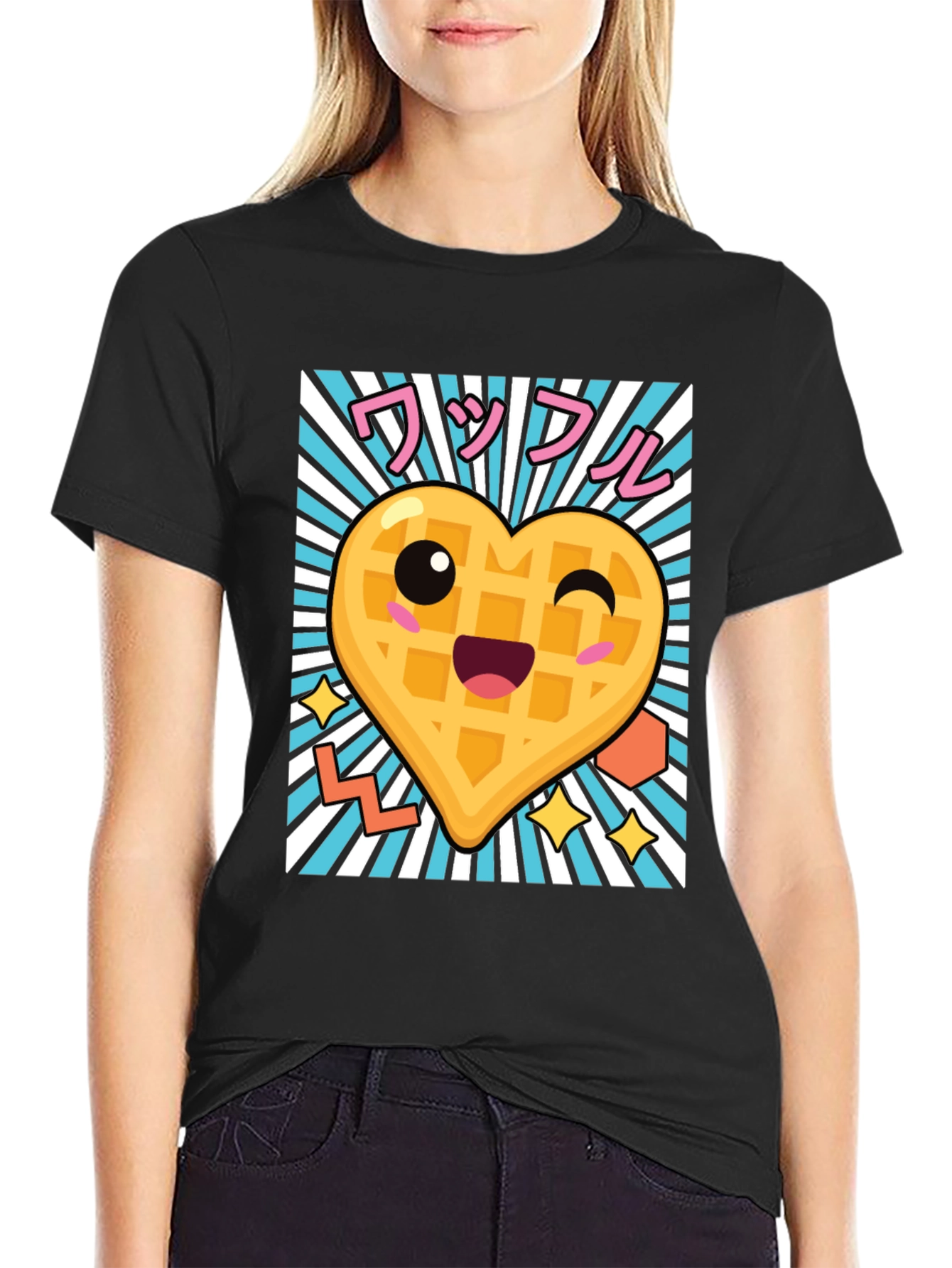 Kawaii Waffle Heart T-Shirt - Cute Anime Style
