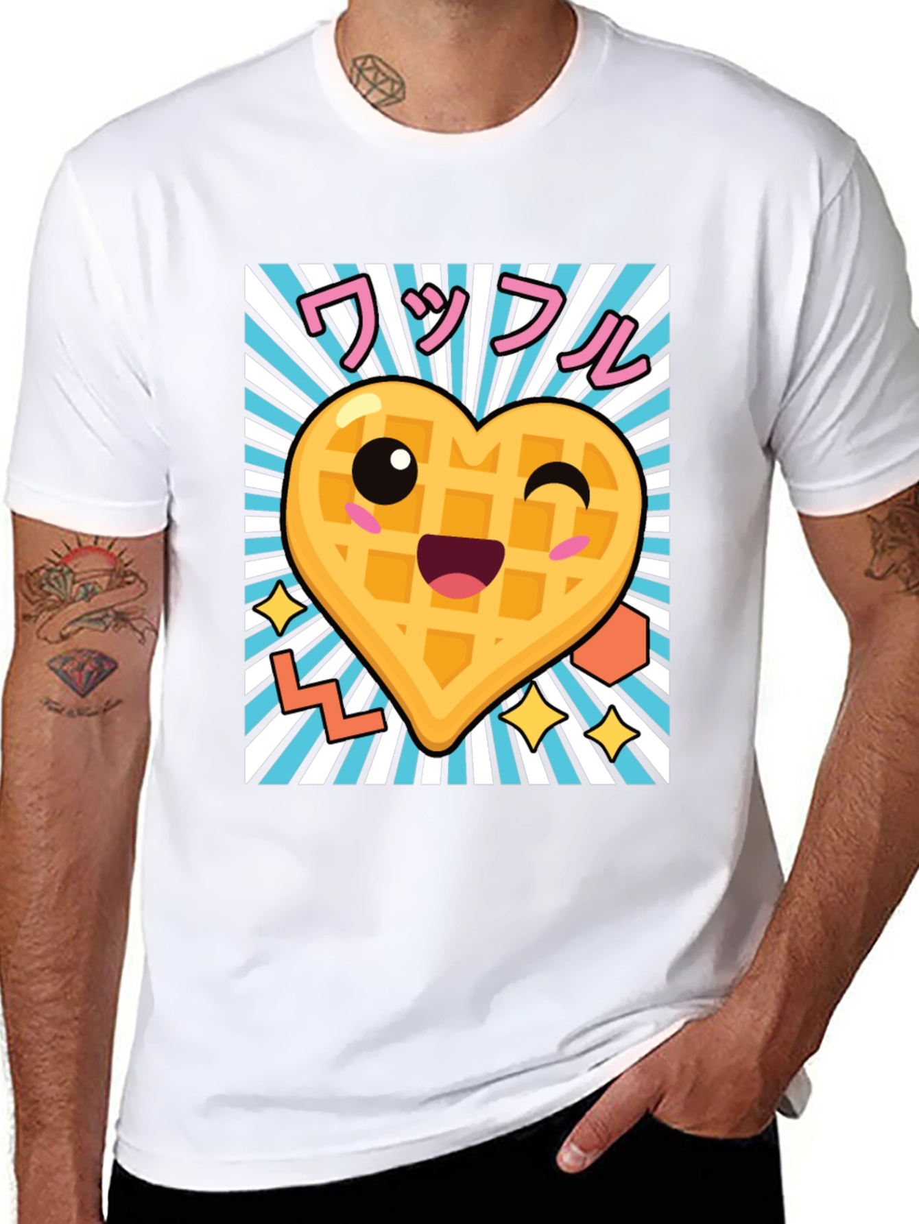 Kawaii Waffle Heart T-Shirt - Cute Anime Style