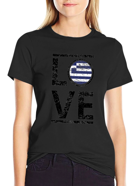 Greek Flag Love T-Shirt - Black