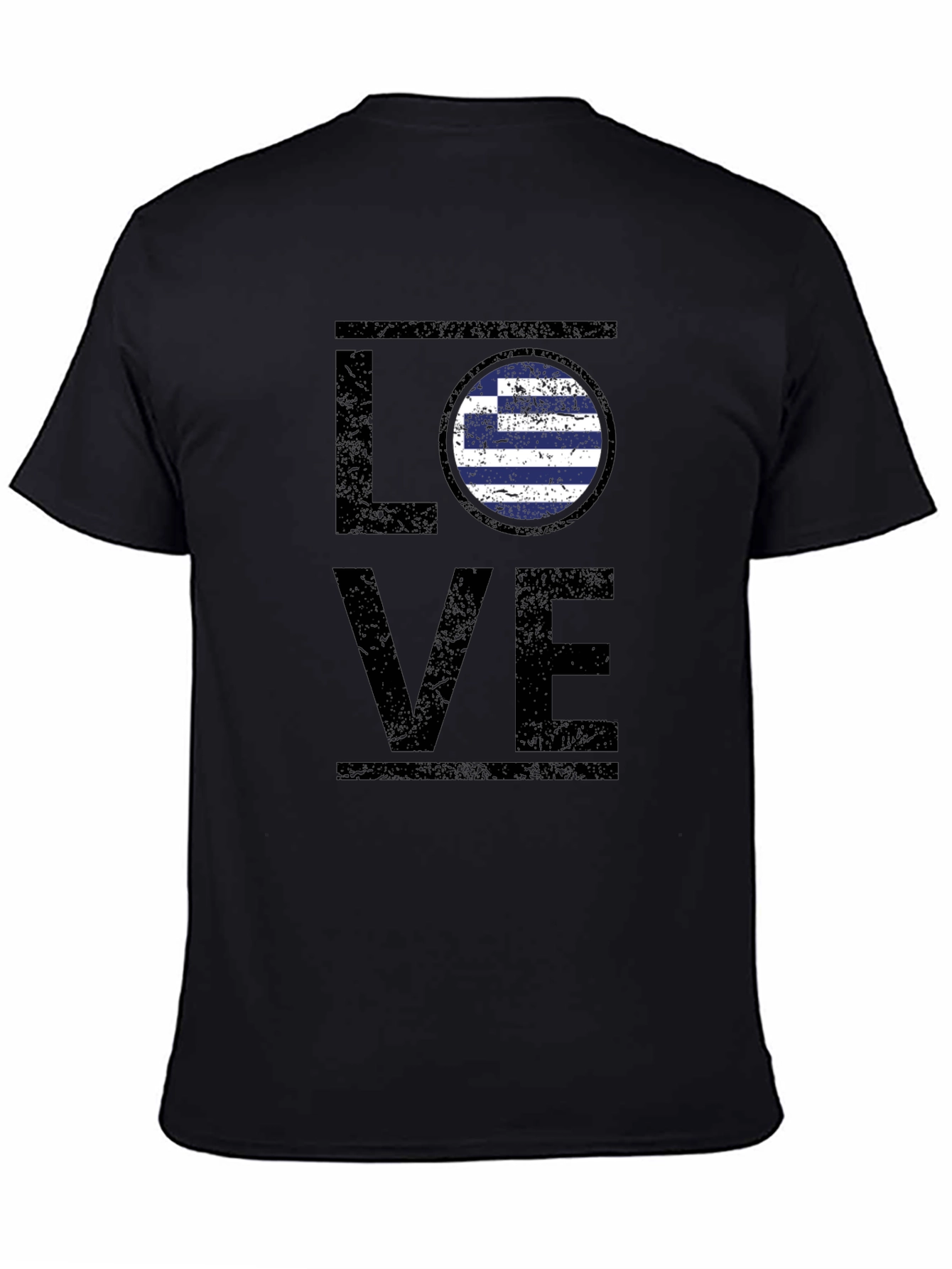 Greek Flag Love T-Shirt - Black