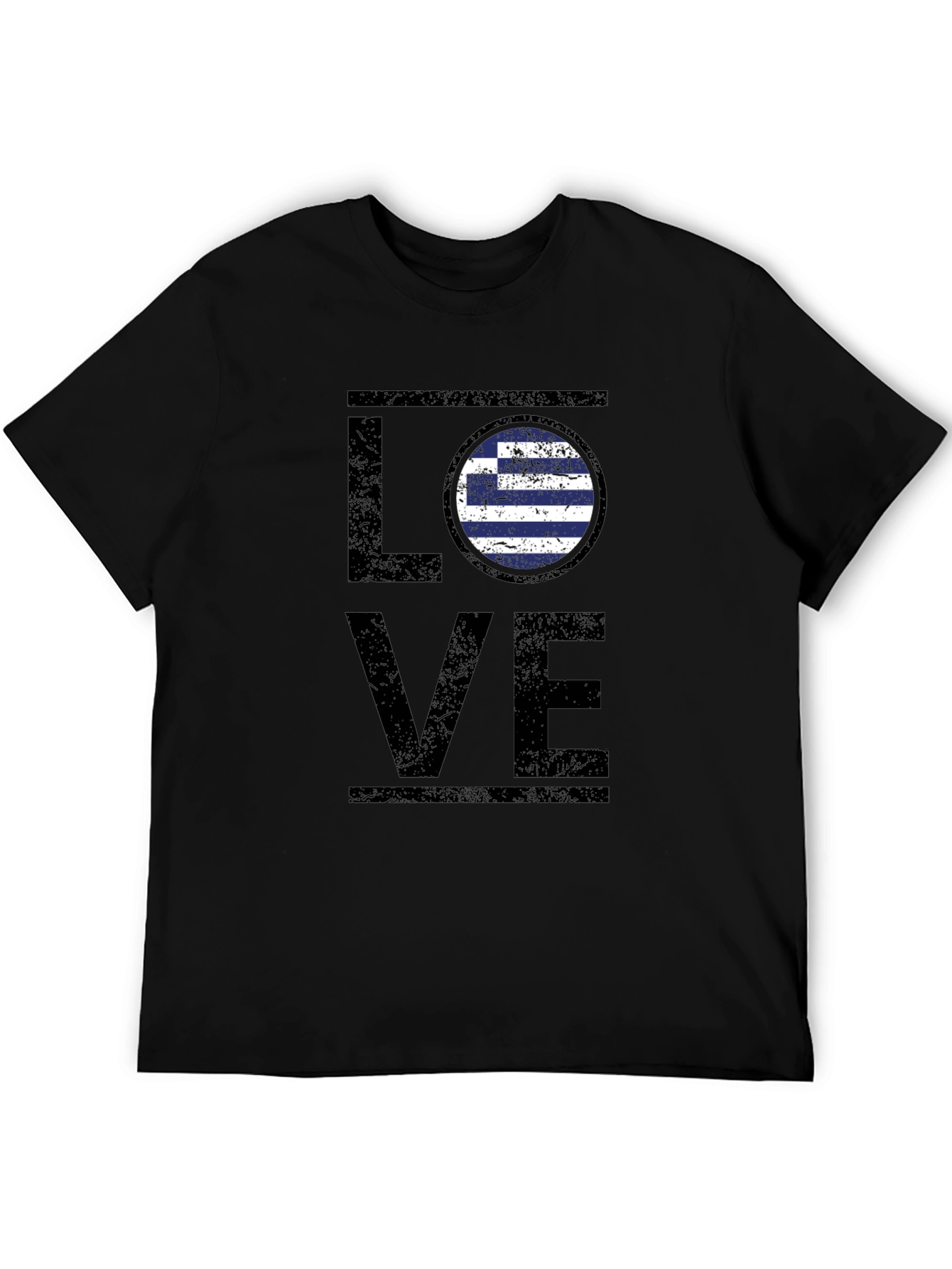 Greek Flag Love T-Shirt - Black